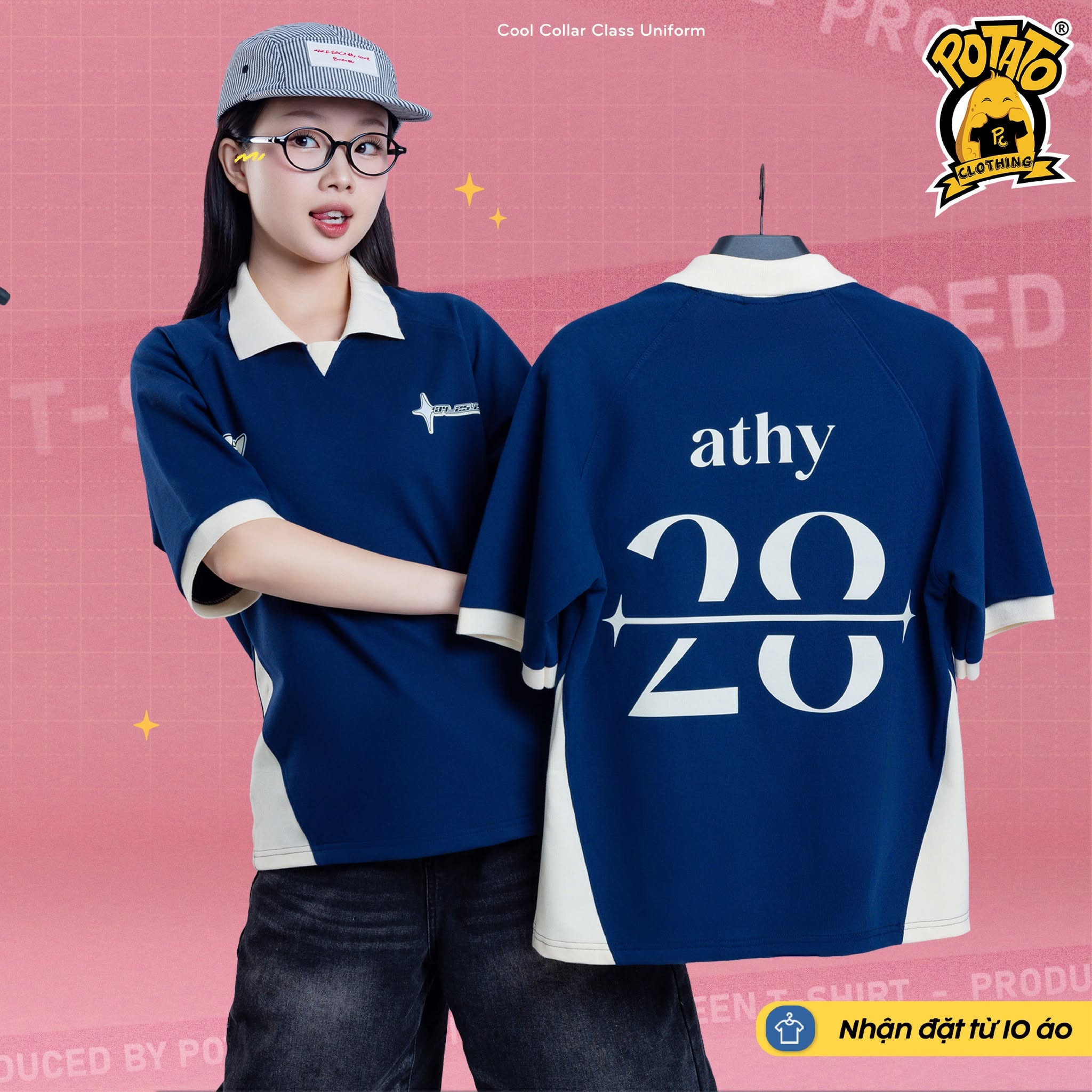 Mẫu áo lớp polo cổ bẻ không nút tại Potato Clothing