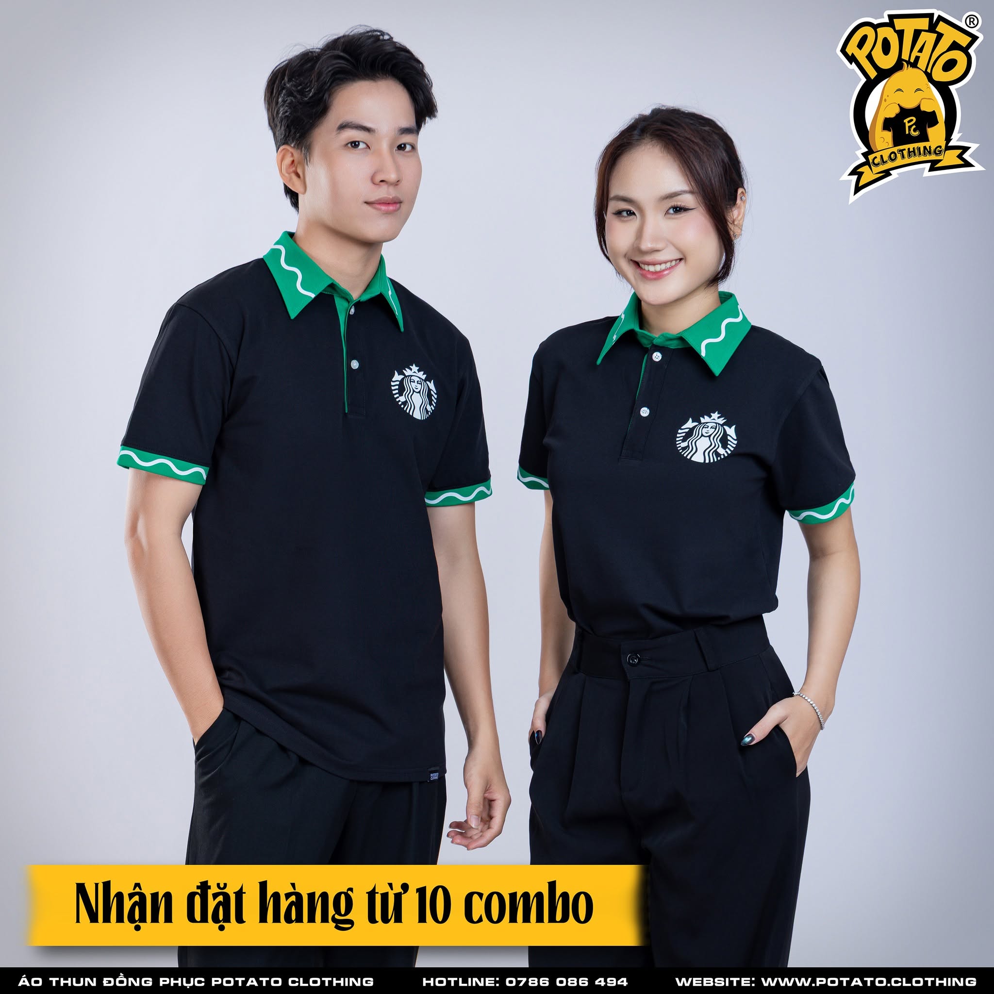 Bo cổ dệt 1 đường giữa - ảnh mẫu 2 tại Potato Clothing