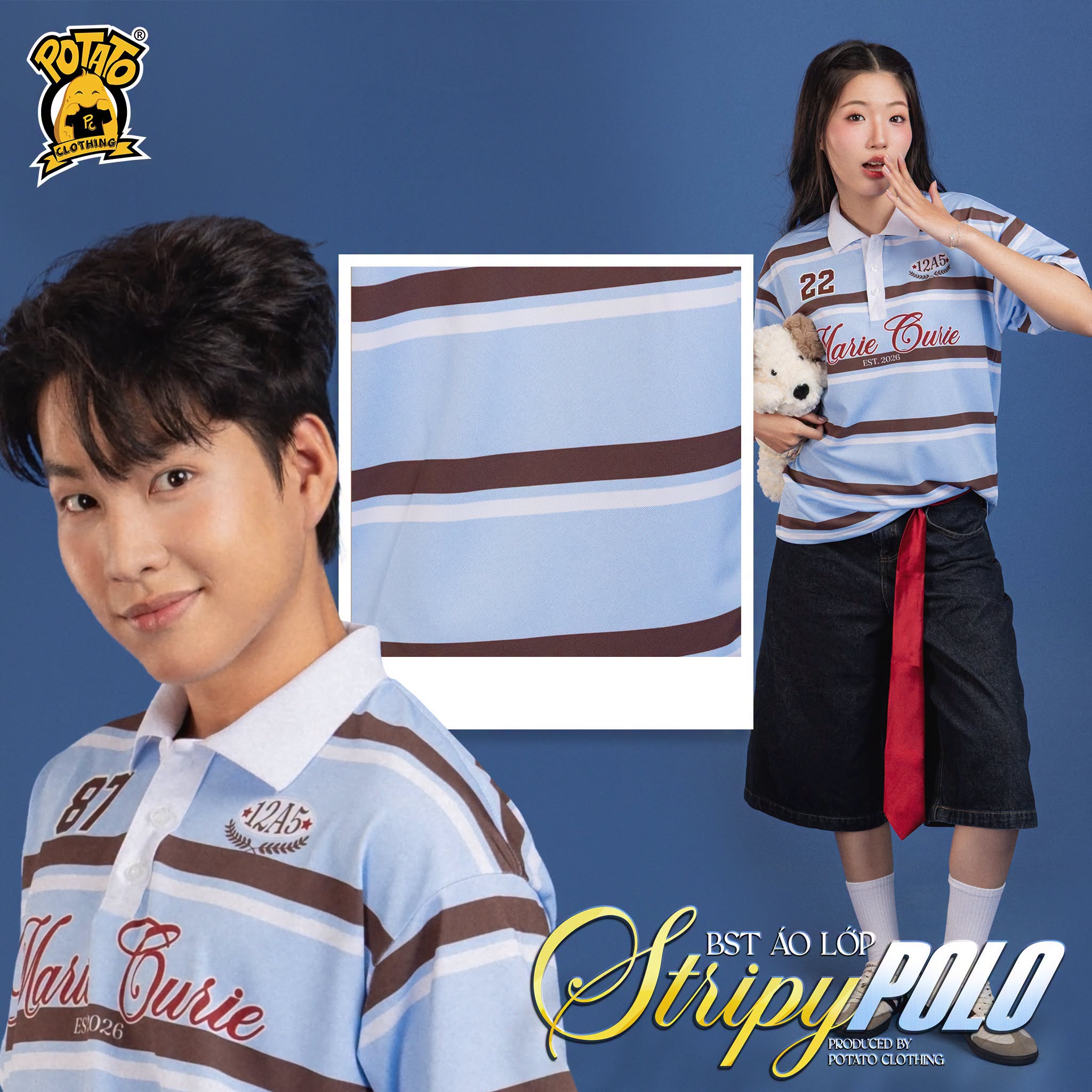 Thiết kế sọc trendy của áo lớp Stripy Polo
