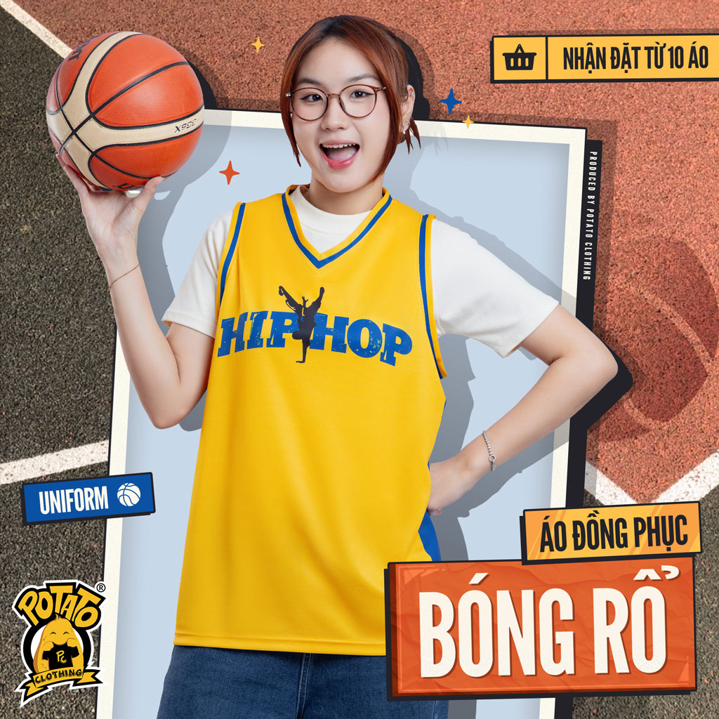 Áo lớp bóng rổ vàng phong cách năng động
