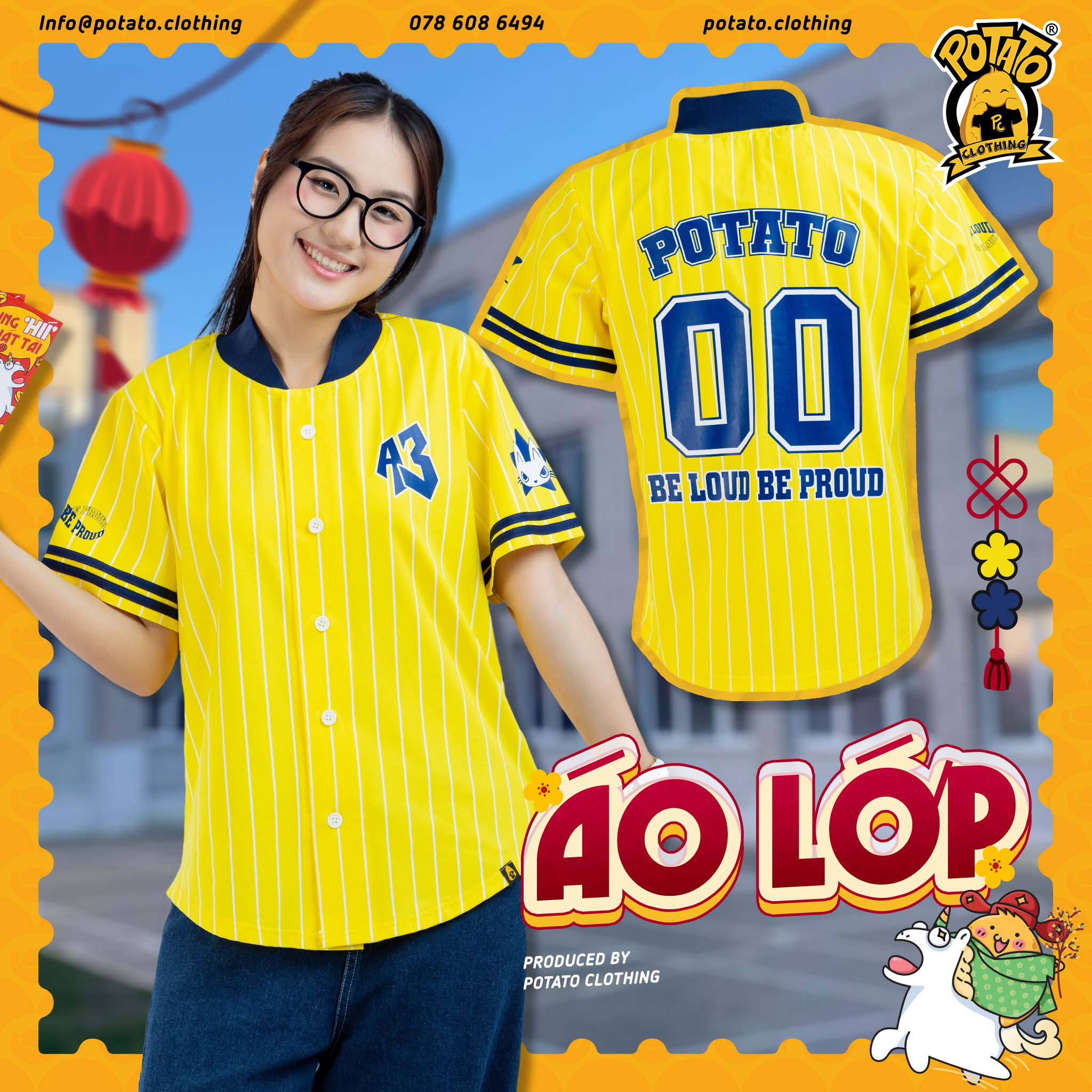 Áo lớp bóng chày vàng phong cách thể thao