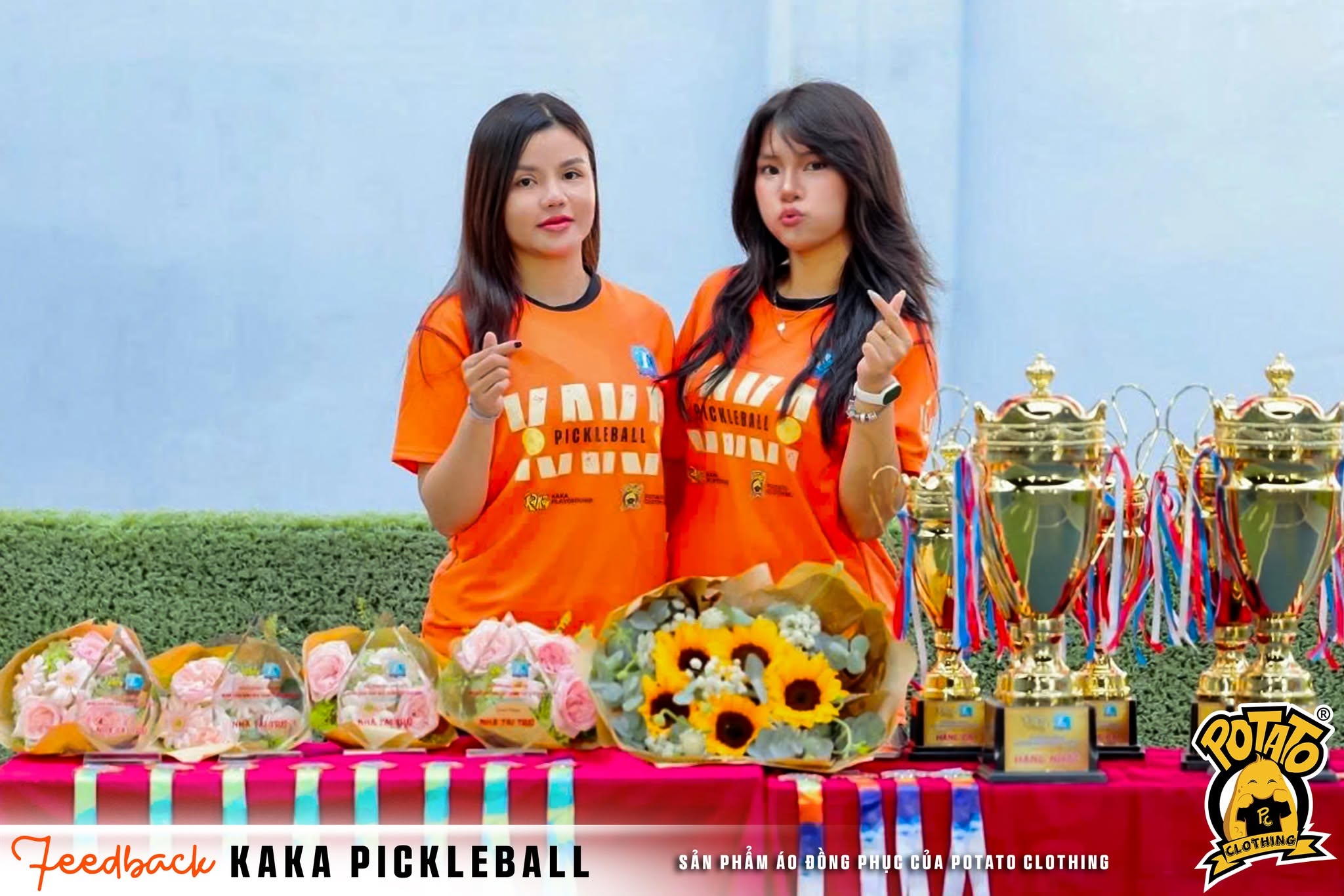 Mẫu áo thun Pickleball nữ màu Cam 2