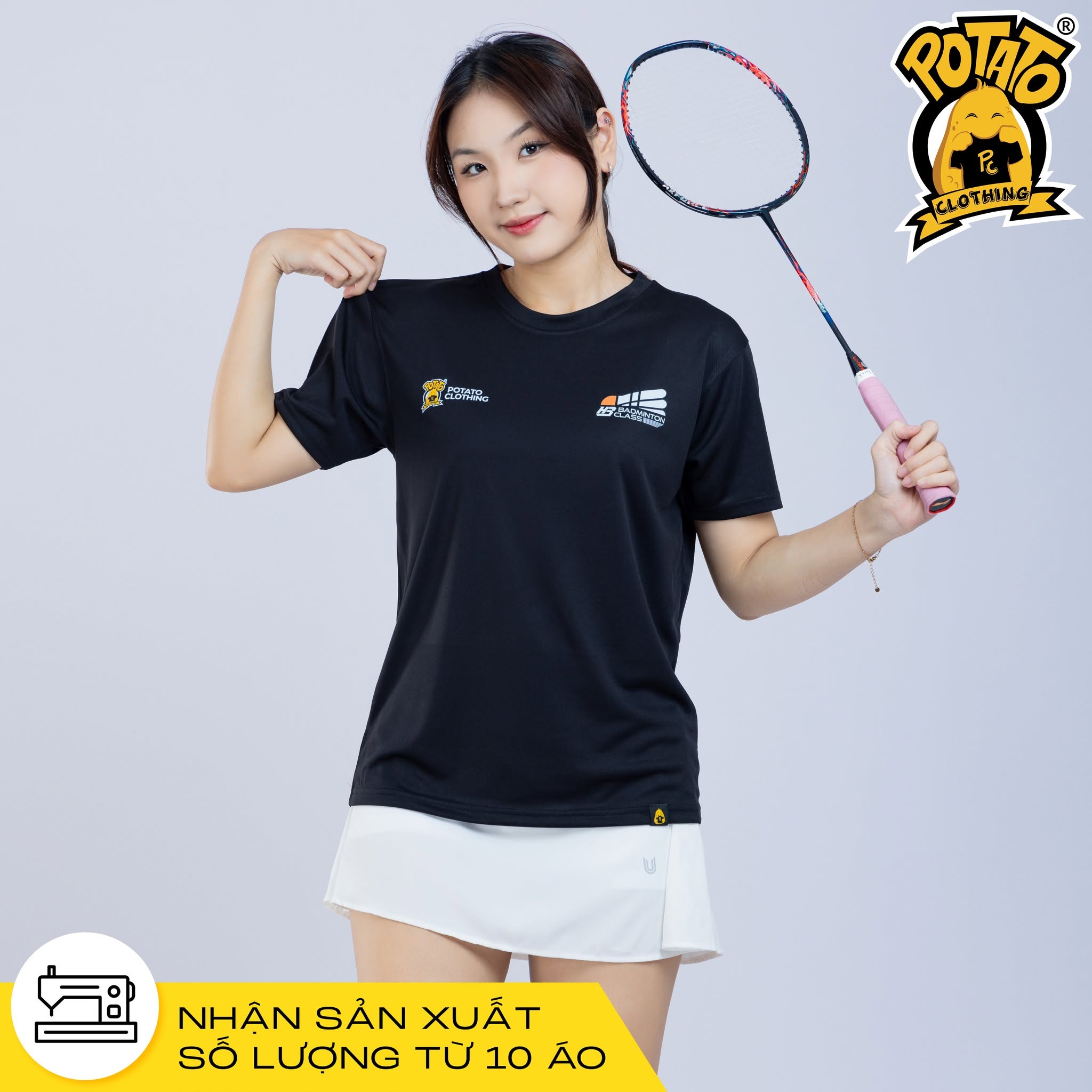 Mẫu áo thun Pickleball nữ màu Đen 7