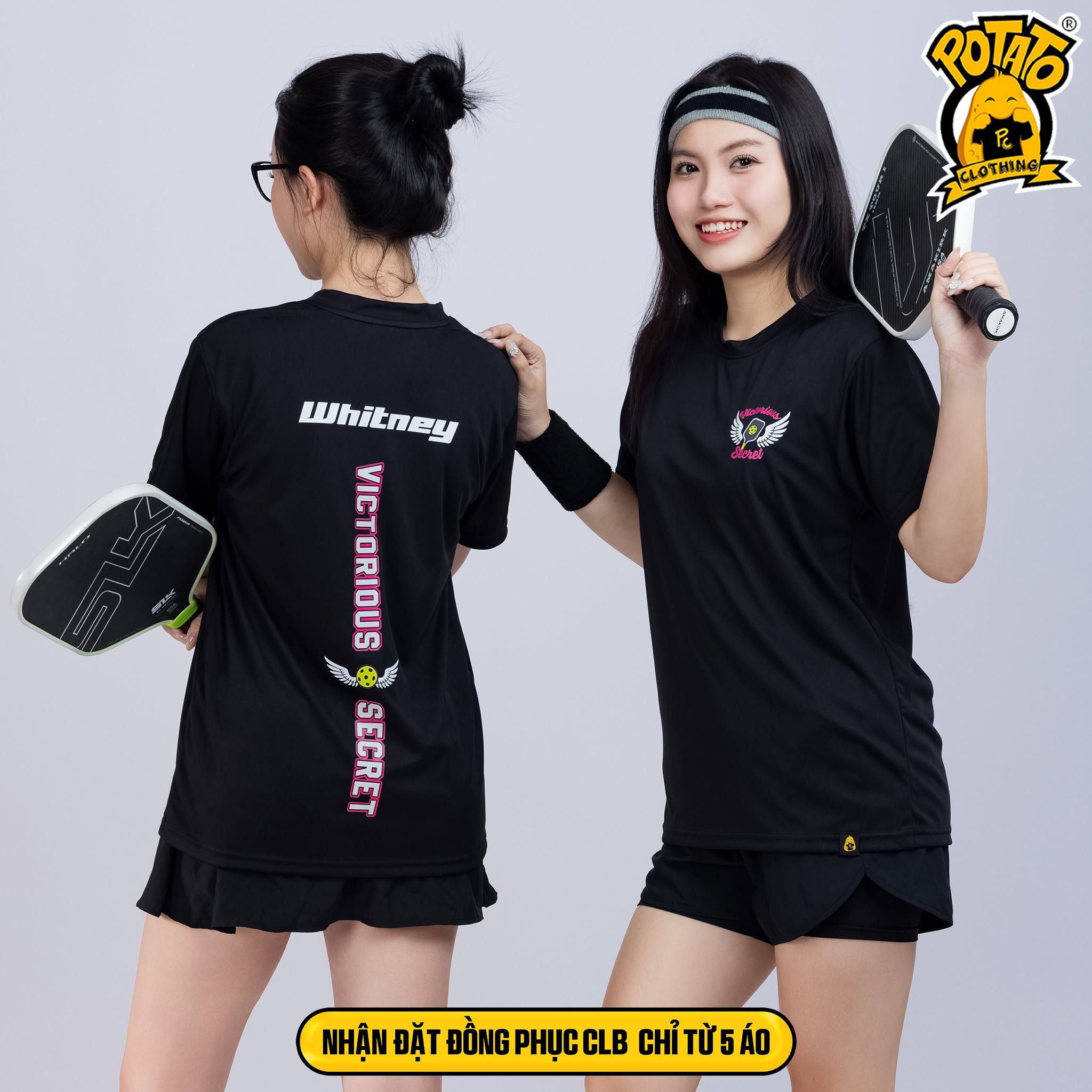 Mẫu áo thun Pickleball nữ màu Đen 8