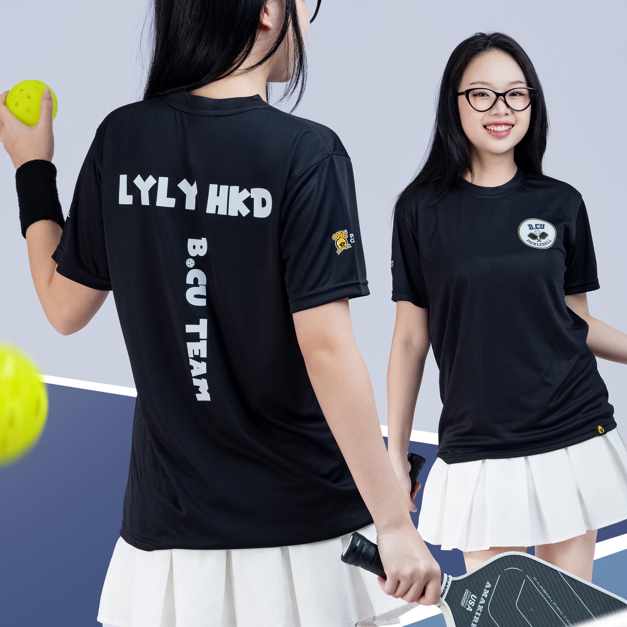 Mẫu áo thun Pickleball nữ màu Đen 9