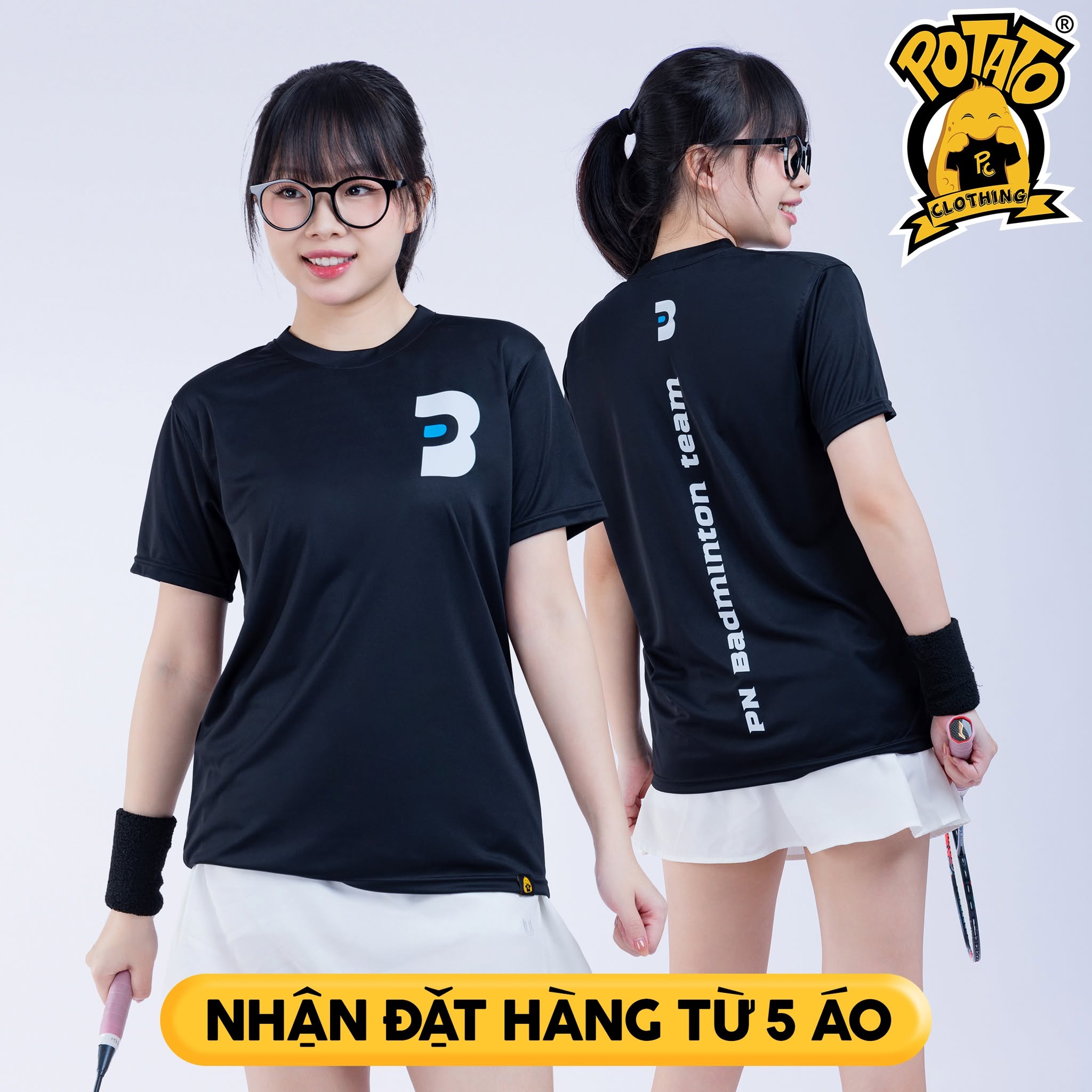 Mẫu áo thun Pickleball nữ màu Đen 11