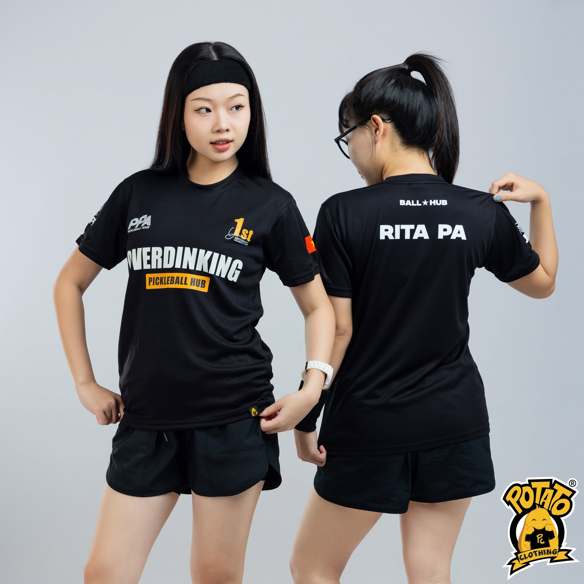 Mẫu áo thun Pickleball nữ màu Đen 12