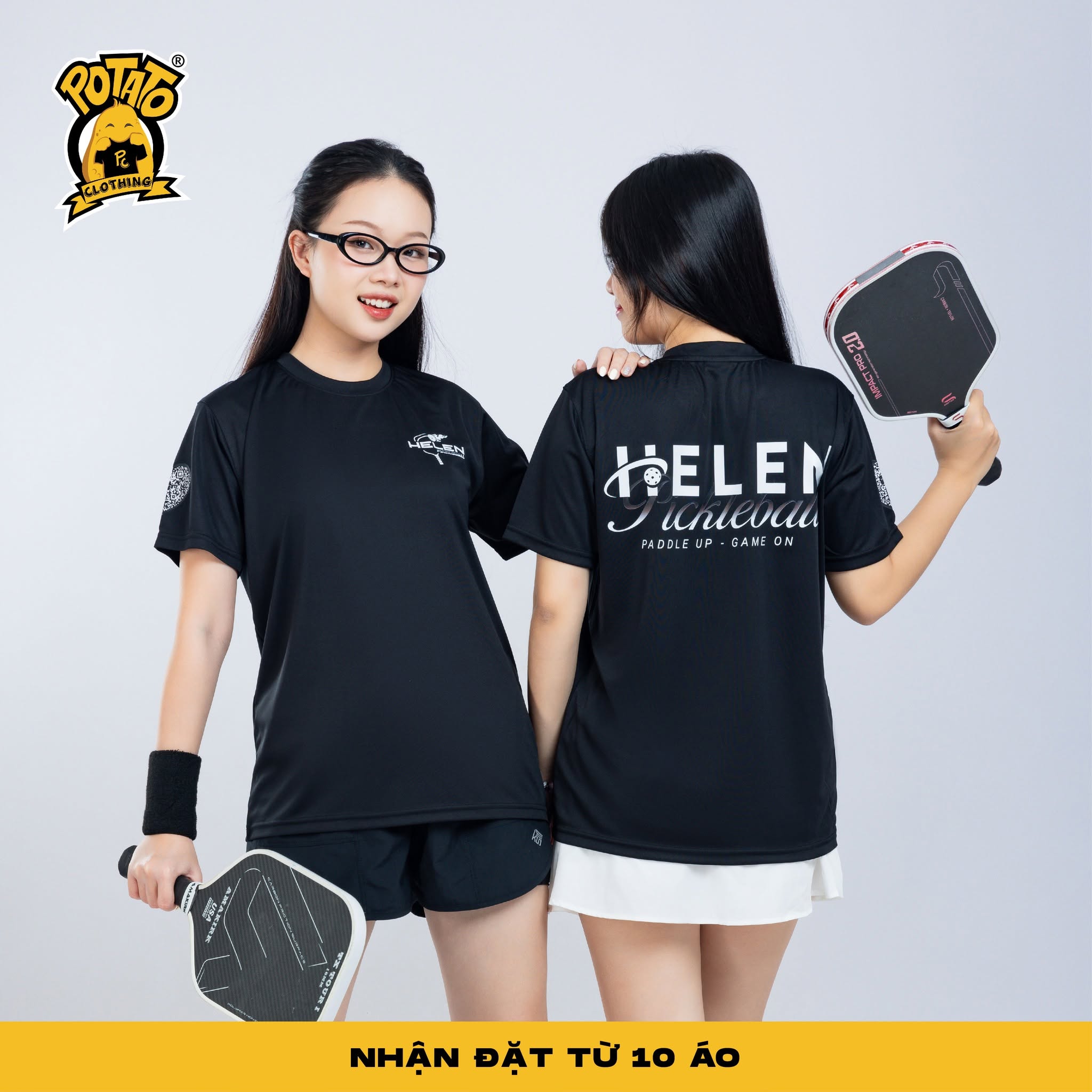 Mẫu áo thun Pickleball nữ màu Đen 13