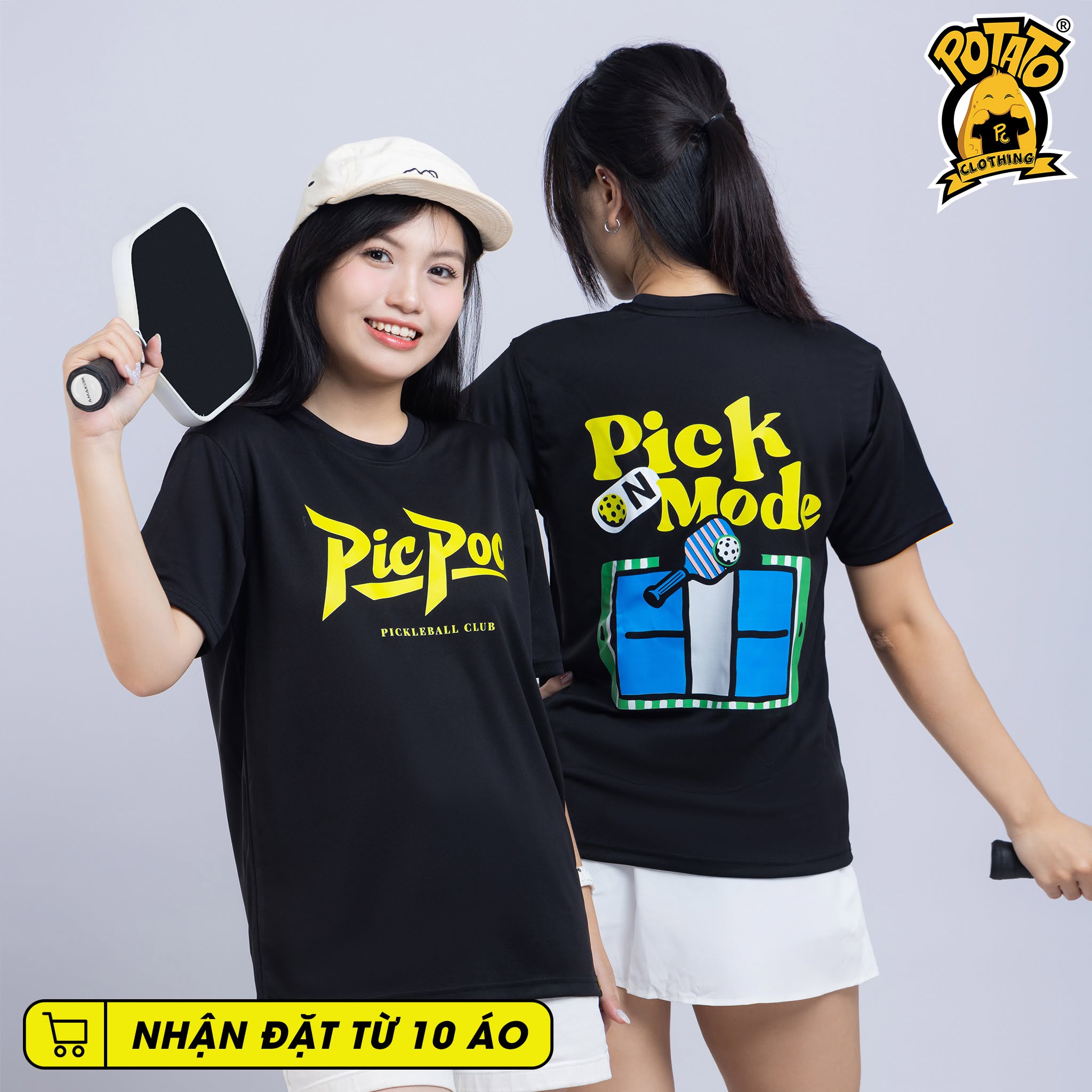 Mẫu áo thun Pickleball nữ màu Đen 14