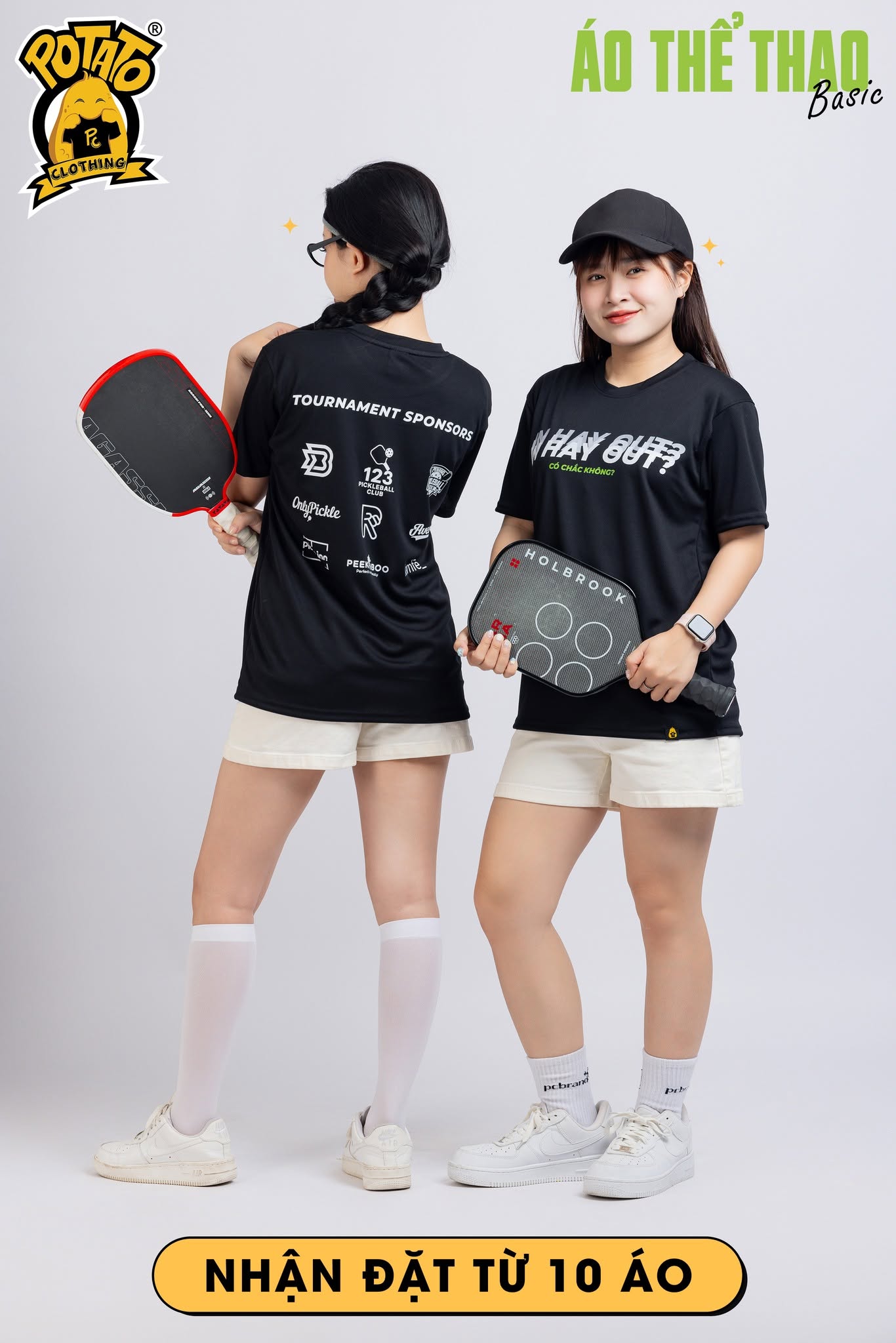 Mẫu áo thun Pickleball nữ màu Đen 16