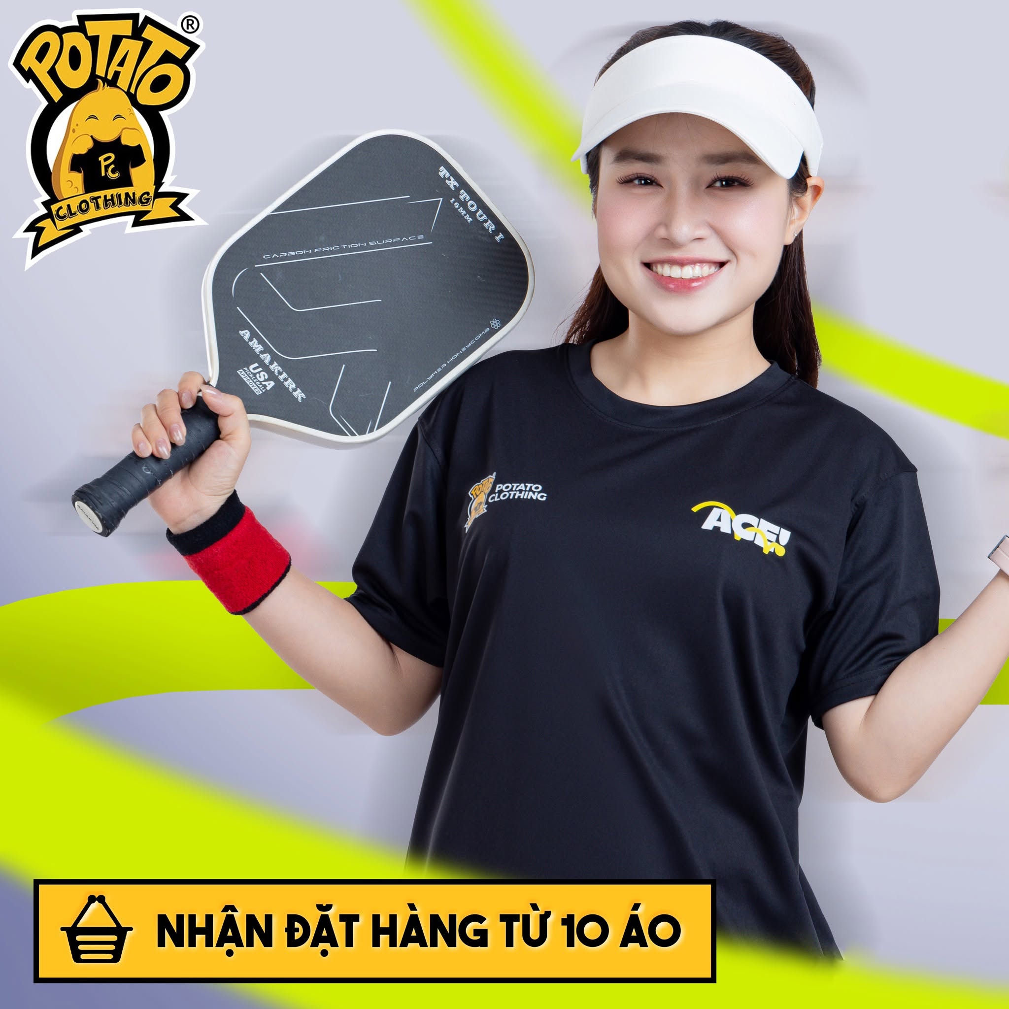 Mẫu áo thun Pickleball nữ màu Đen 3