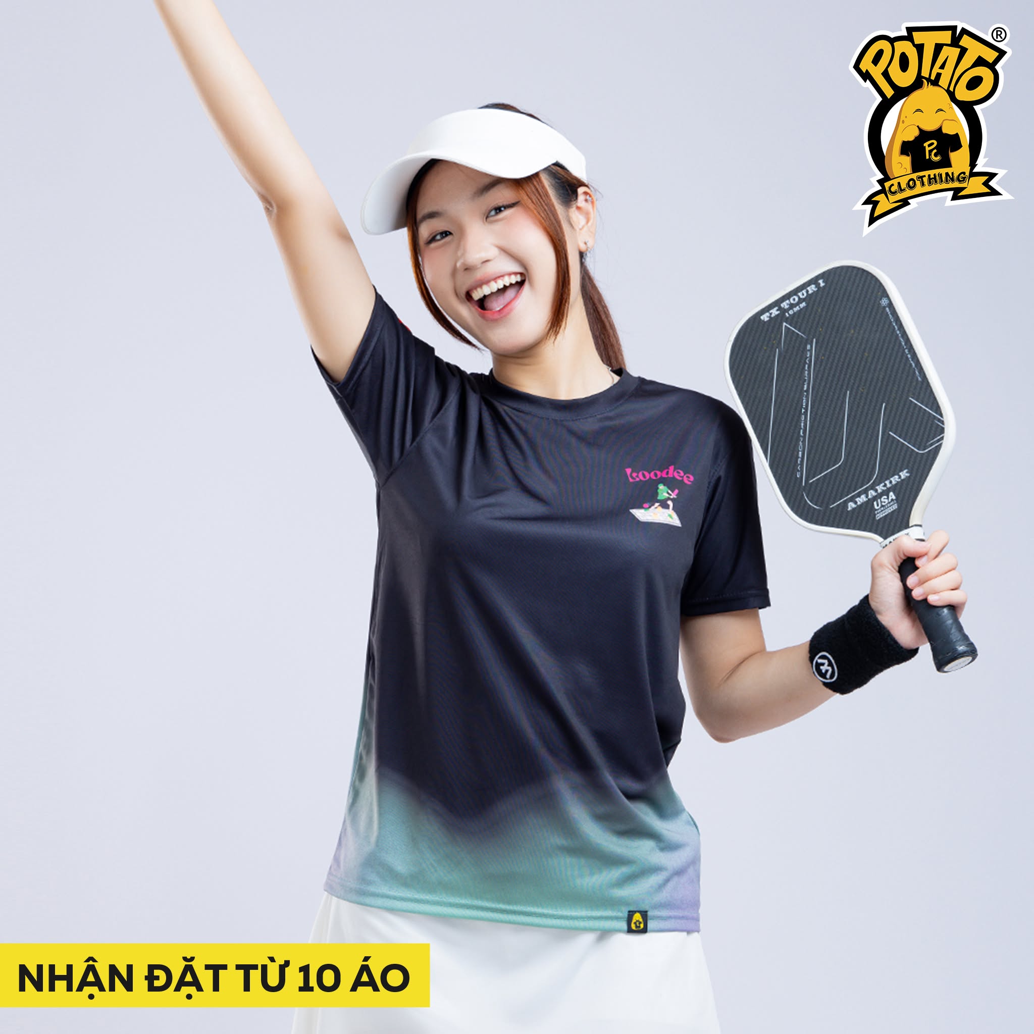 Mẫu áo thun Pickleball nữ màu Đen 4