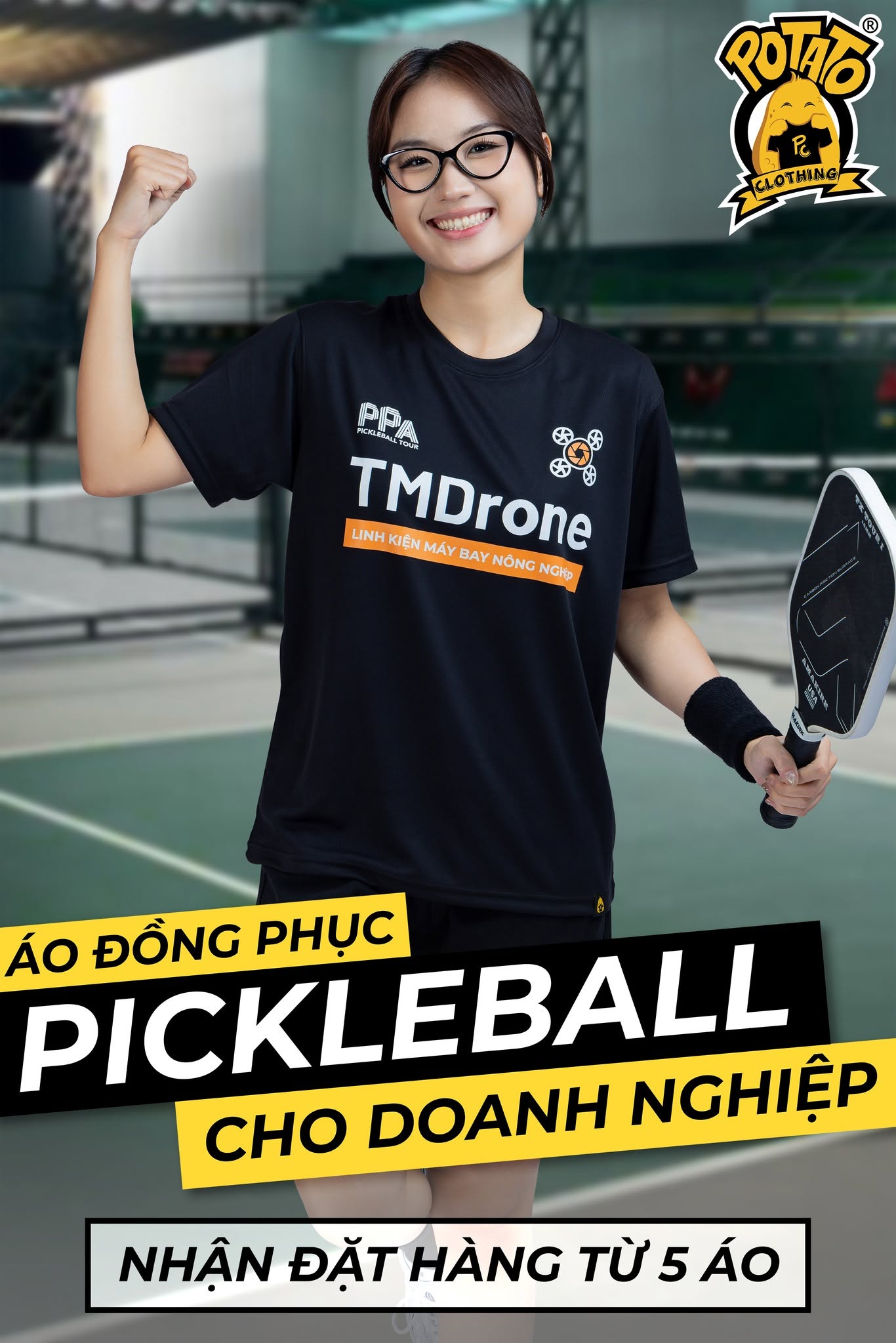 Mẫu áo thun Pickleball nữ màu Đen 6