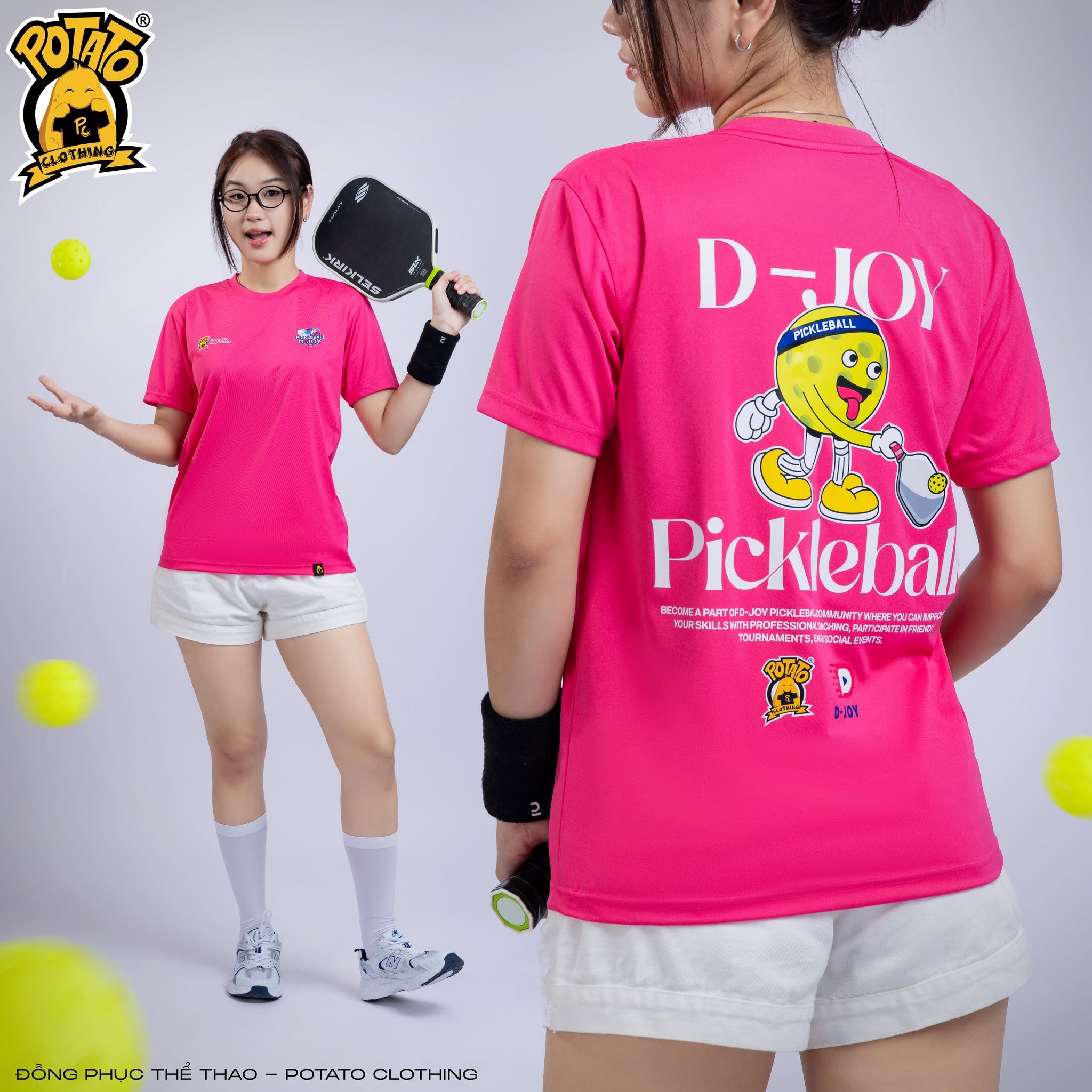 Mẫu áo thun Pickleball nữ màu Hồng 1