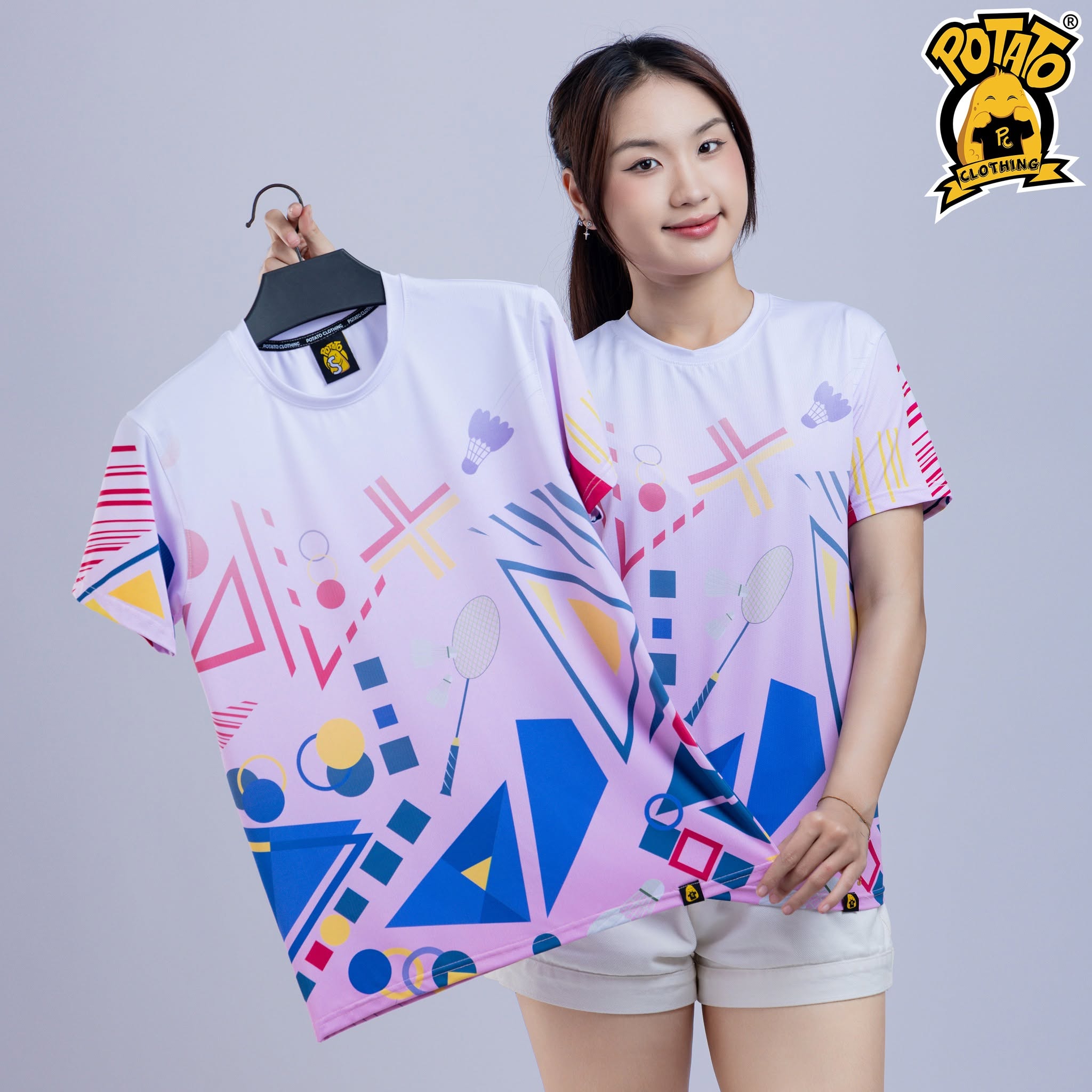 Mẫu áo thun Pickleball nữ màu Hồng 2