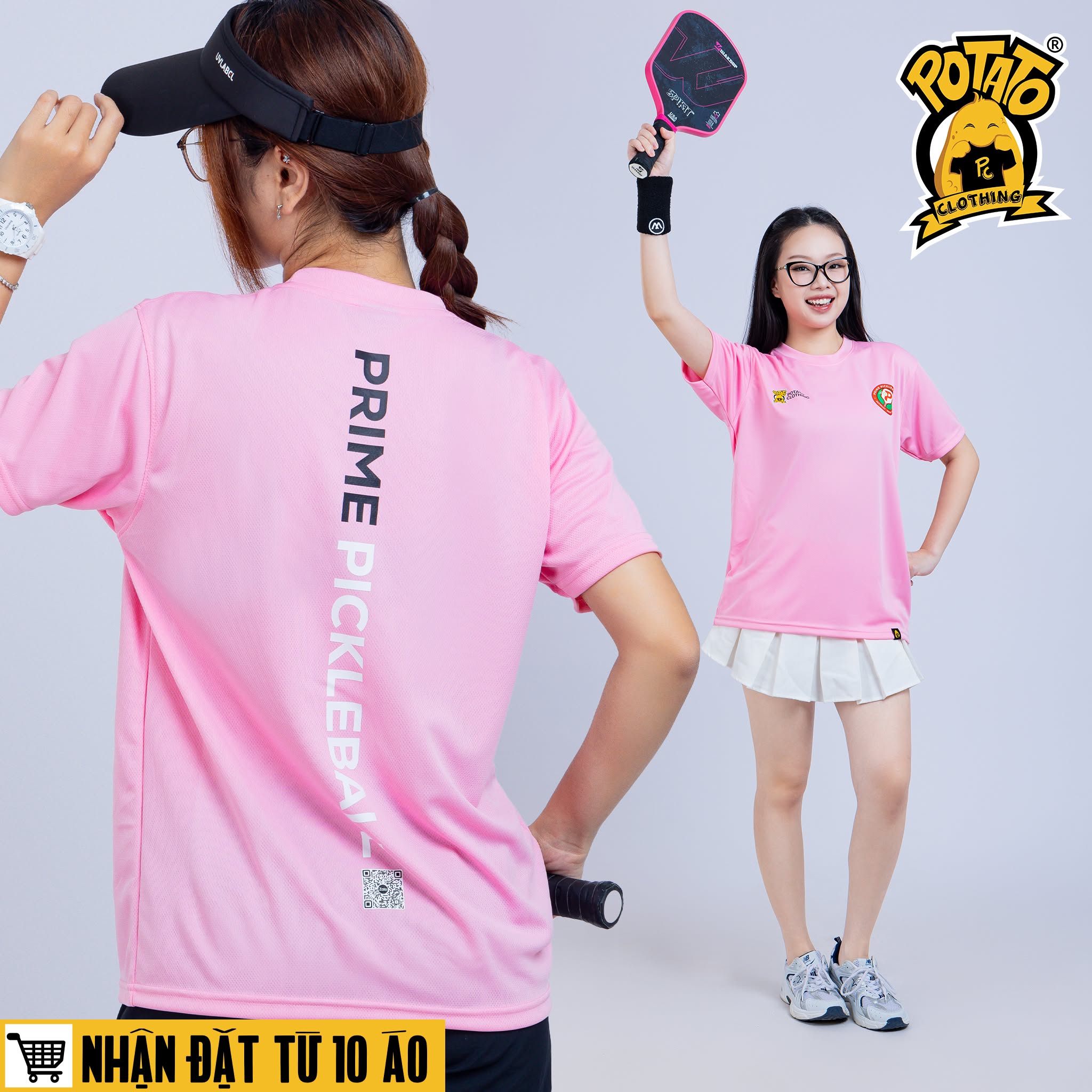Mẫu áo thun Pickleball nữ màu Hồng 3