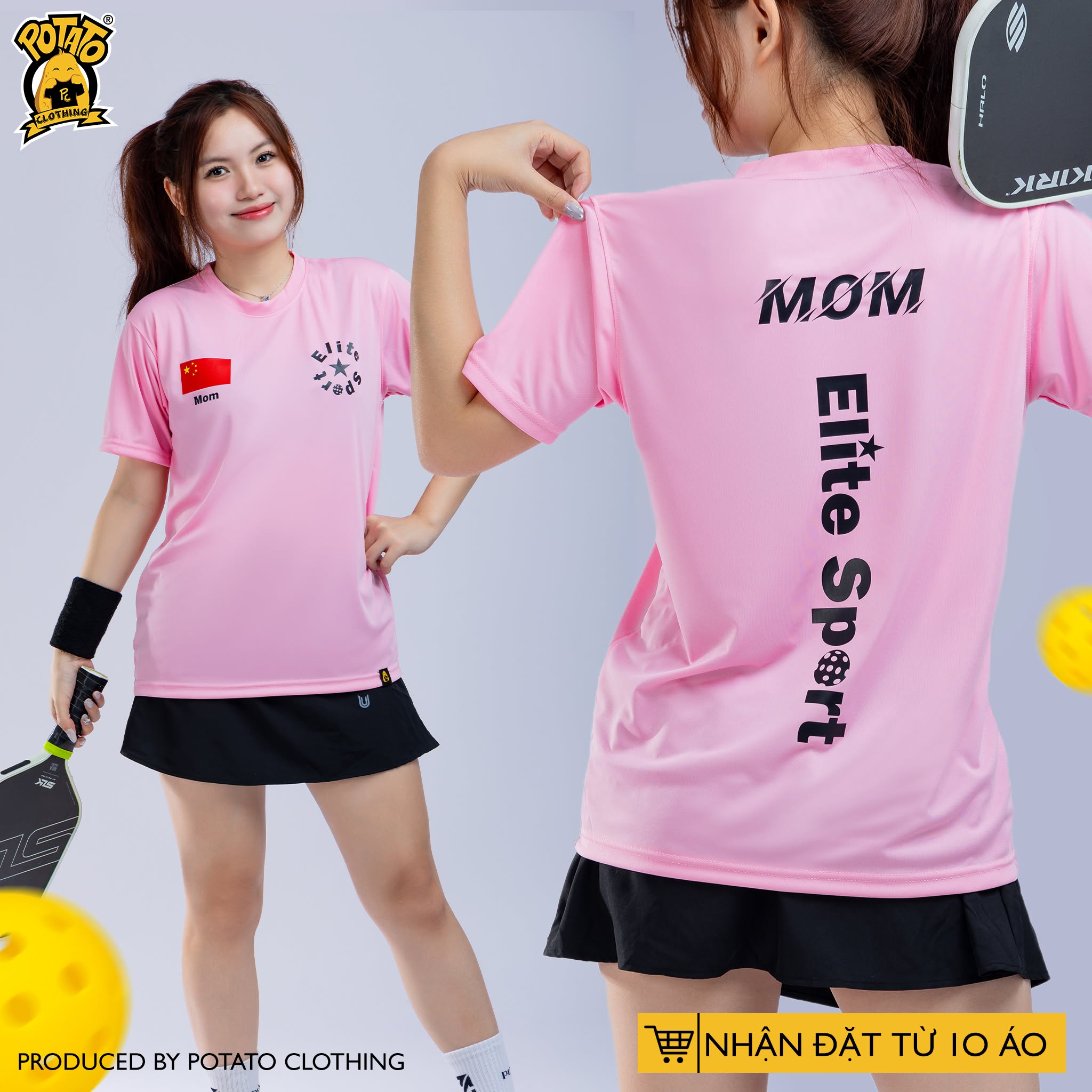 Mẫu áo thun Pickleball nữ màu Hồng 4