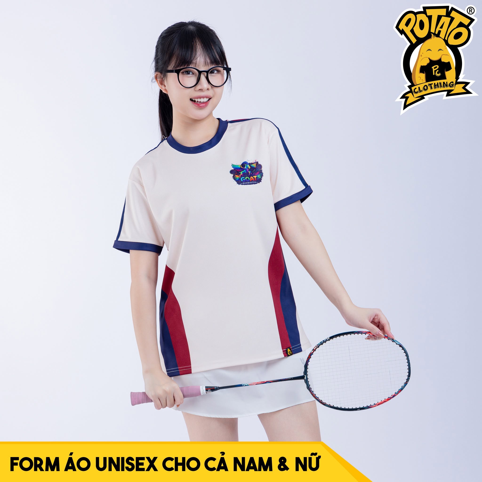 Mẫu áo thun Pickleball nữ màu Kem 1
