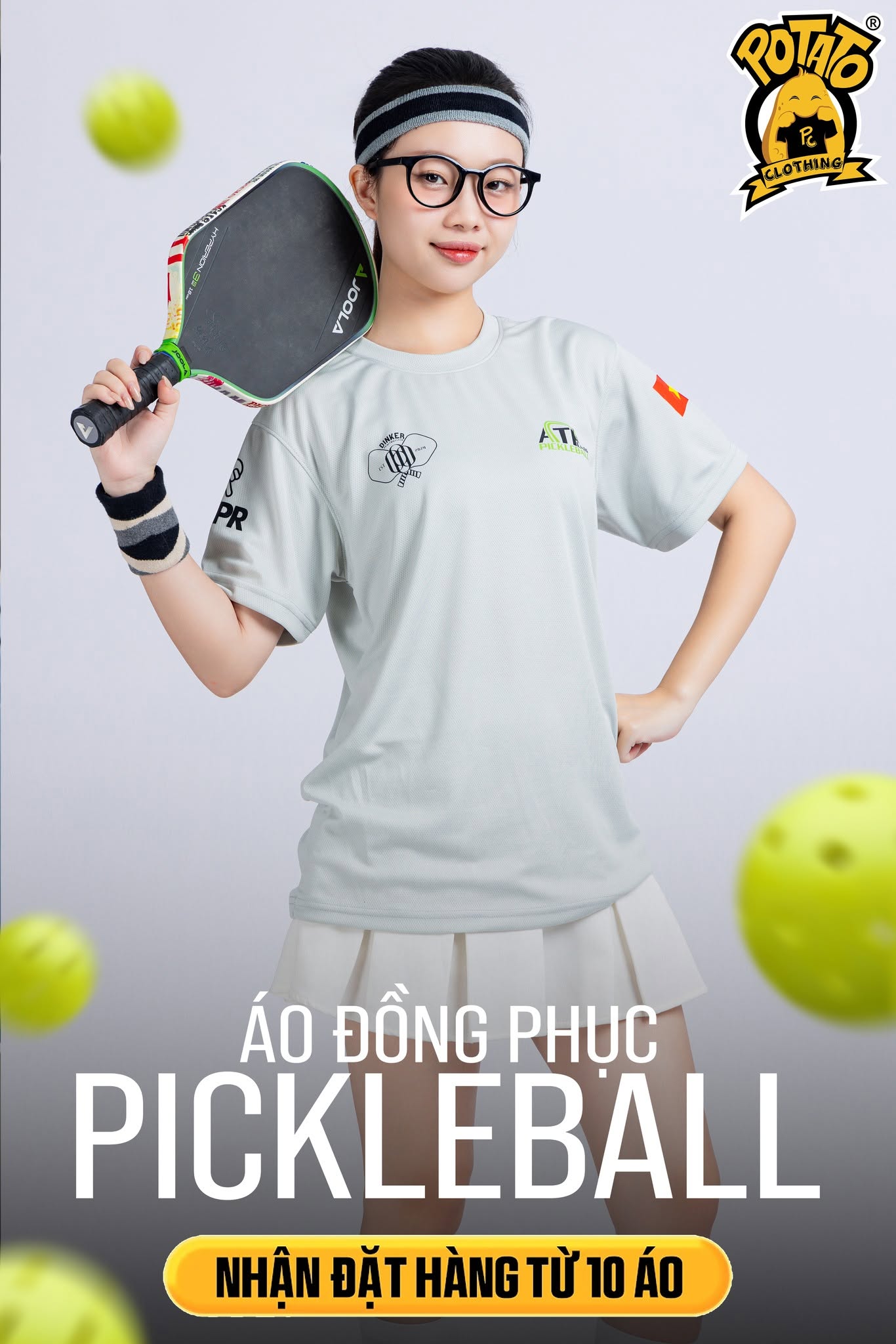 Mẫu áo thun Pickleball nữ màu Xám 1