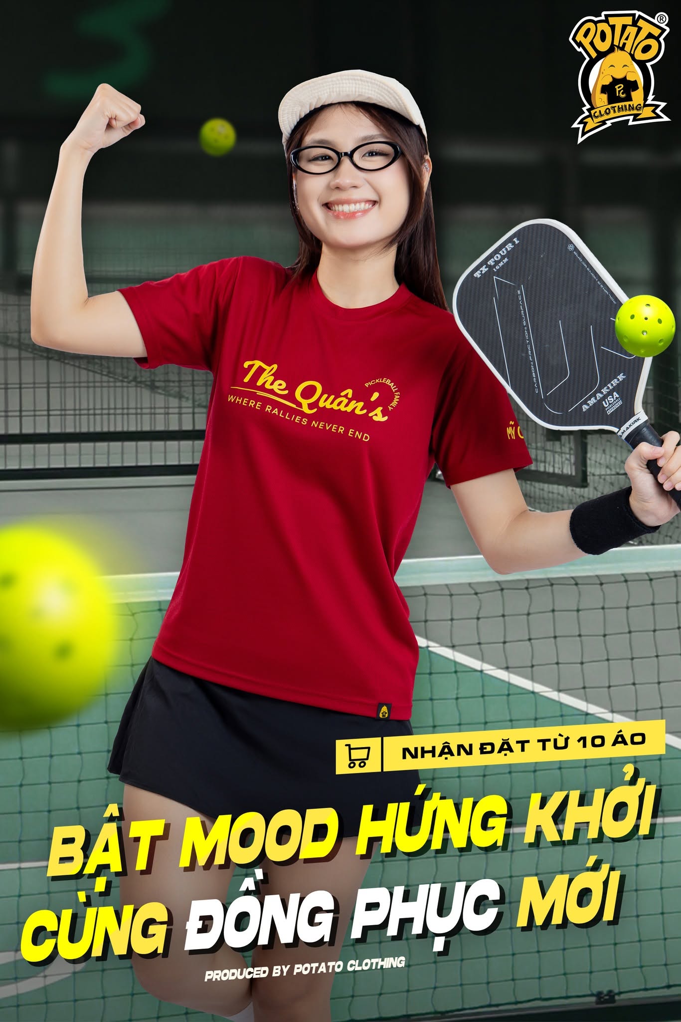 Mẫu áo thun Pickleball nữ màu Đỏ 2