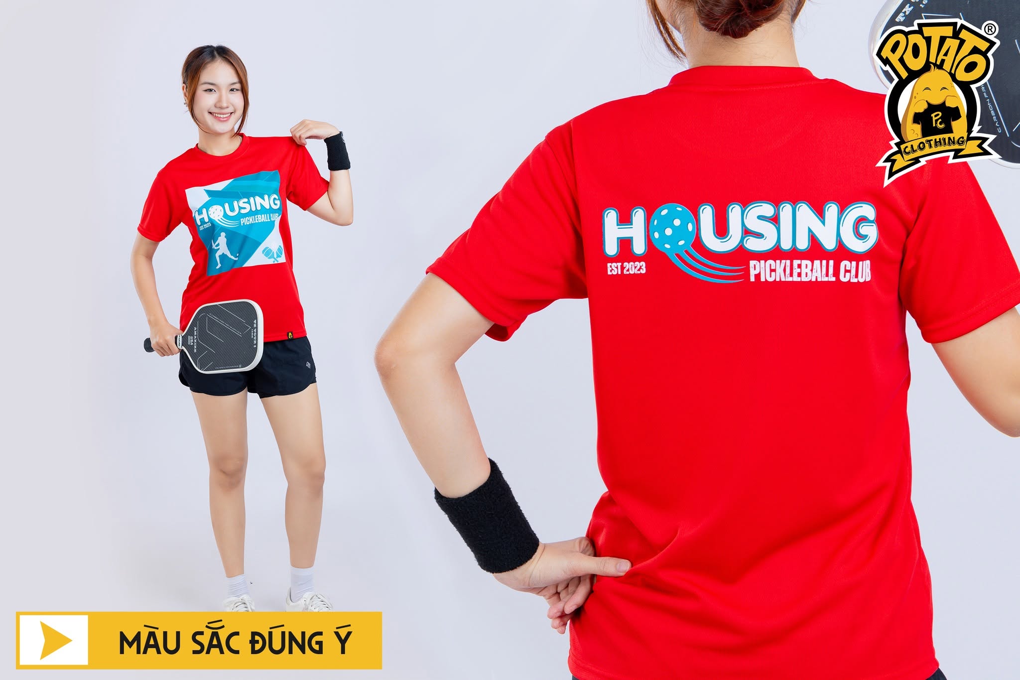 Mẫu áo thun Pickleball nữ màu Đỏ 4