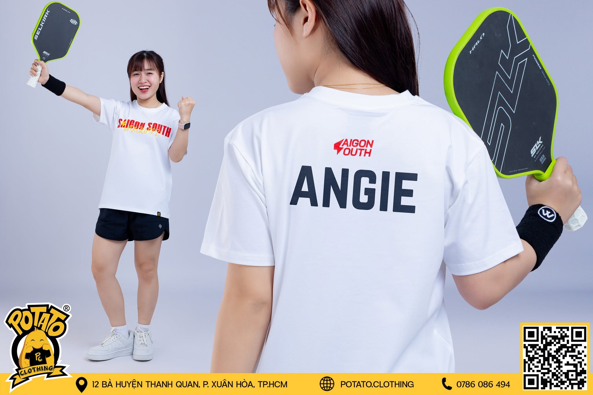 Mẫu áo thun Pickleball nữ màu Trắng 10