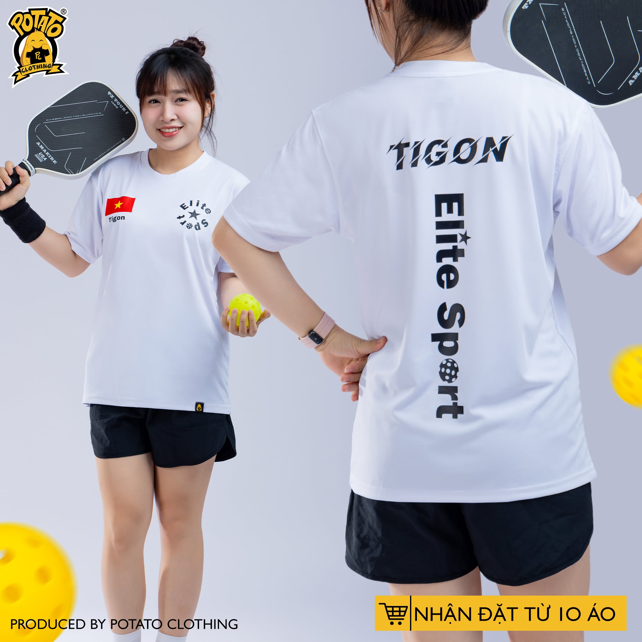 Mẫu áo thun Pickleball nữ màu Trắng 11