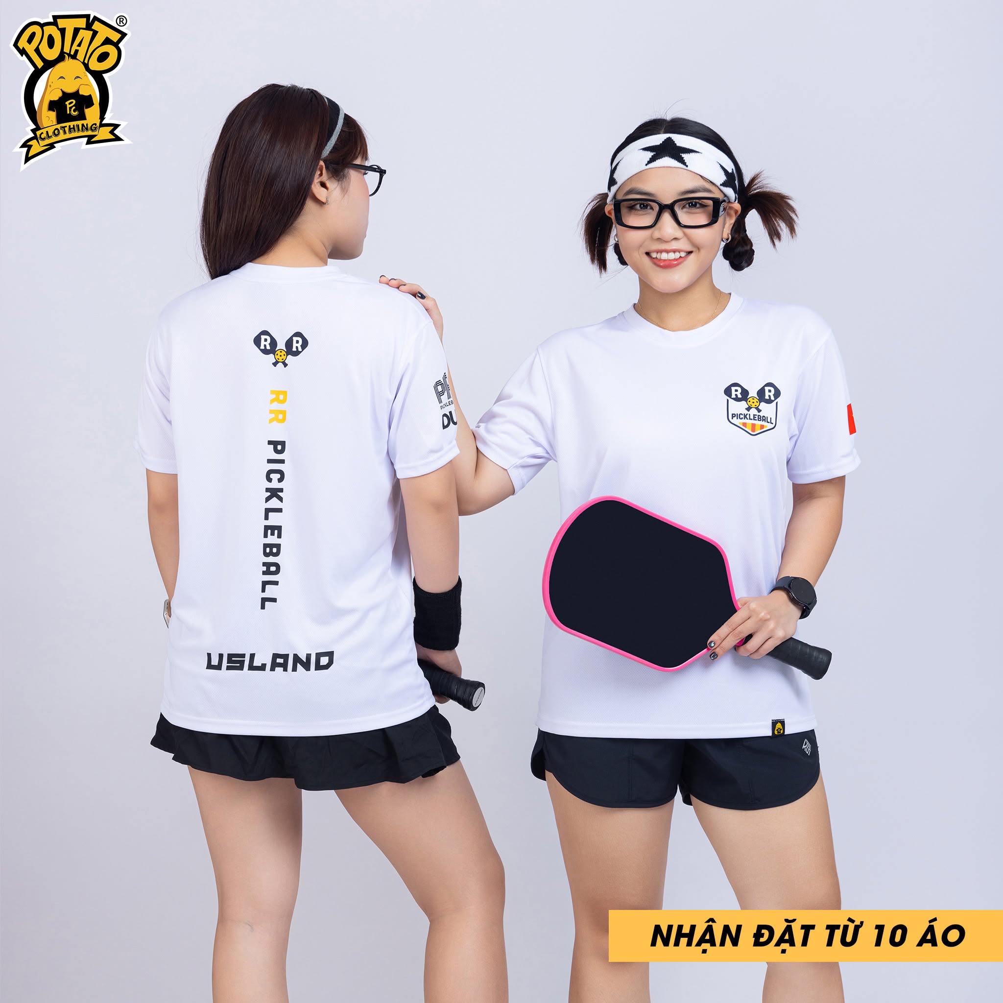 Mẫu áo thun Pickleball nữ màu Trắng 13