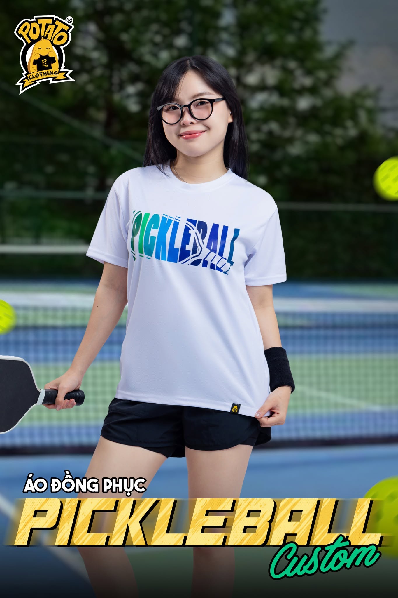 Mẫu áo thun Pickleball nữ màu Trắng 14