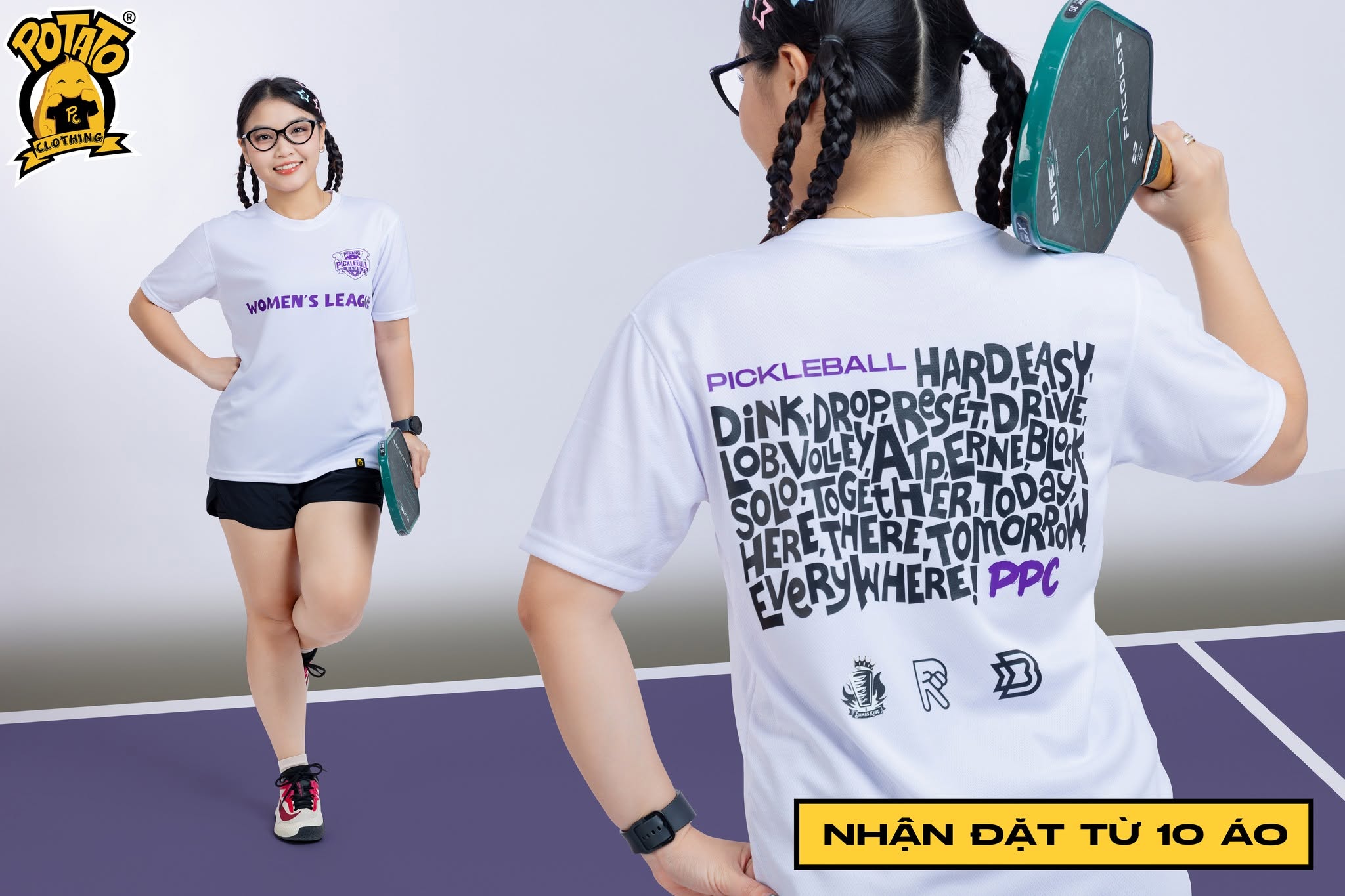 Mẫu áo thun Pickleball nữ màu Trắng 15