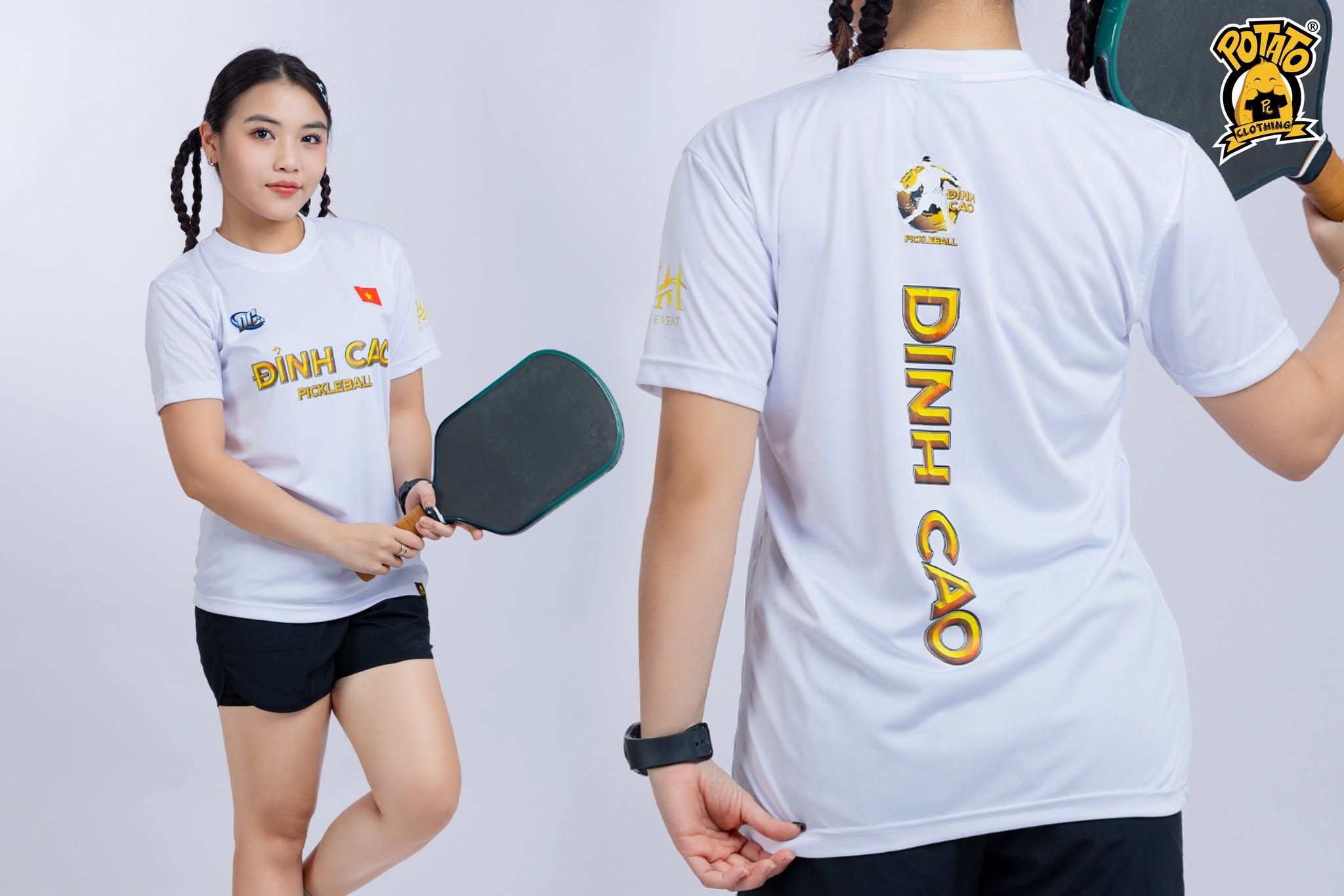 Mẫu áo thun Pickleball nữ màu Trắng 16