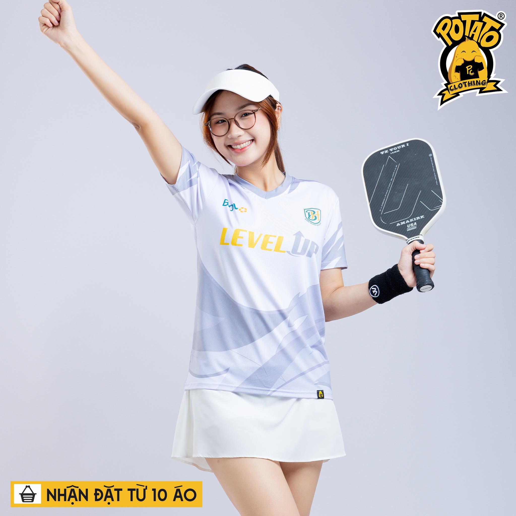Mẫu áo thun Pickleball nữ màu Trắng 3