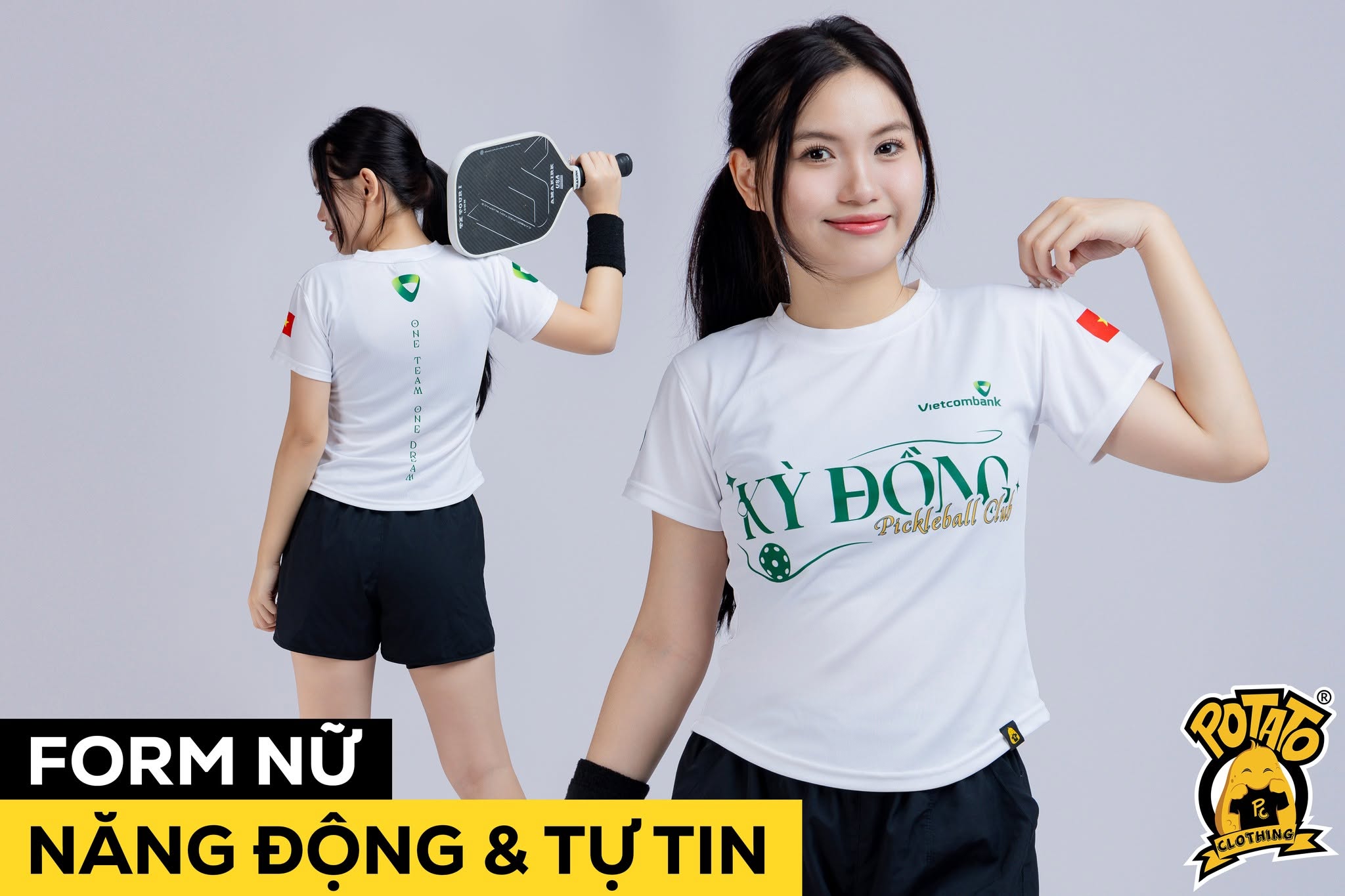 Mẫu áo thun Pickleball nữ màu Trắng 4