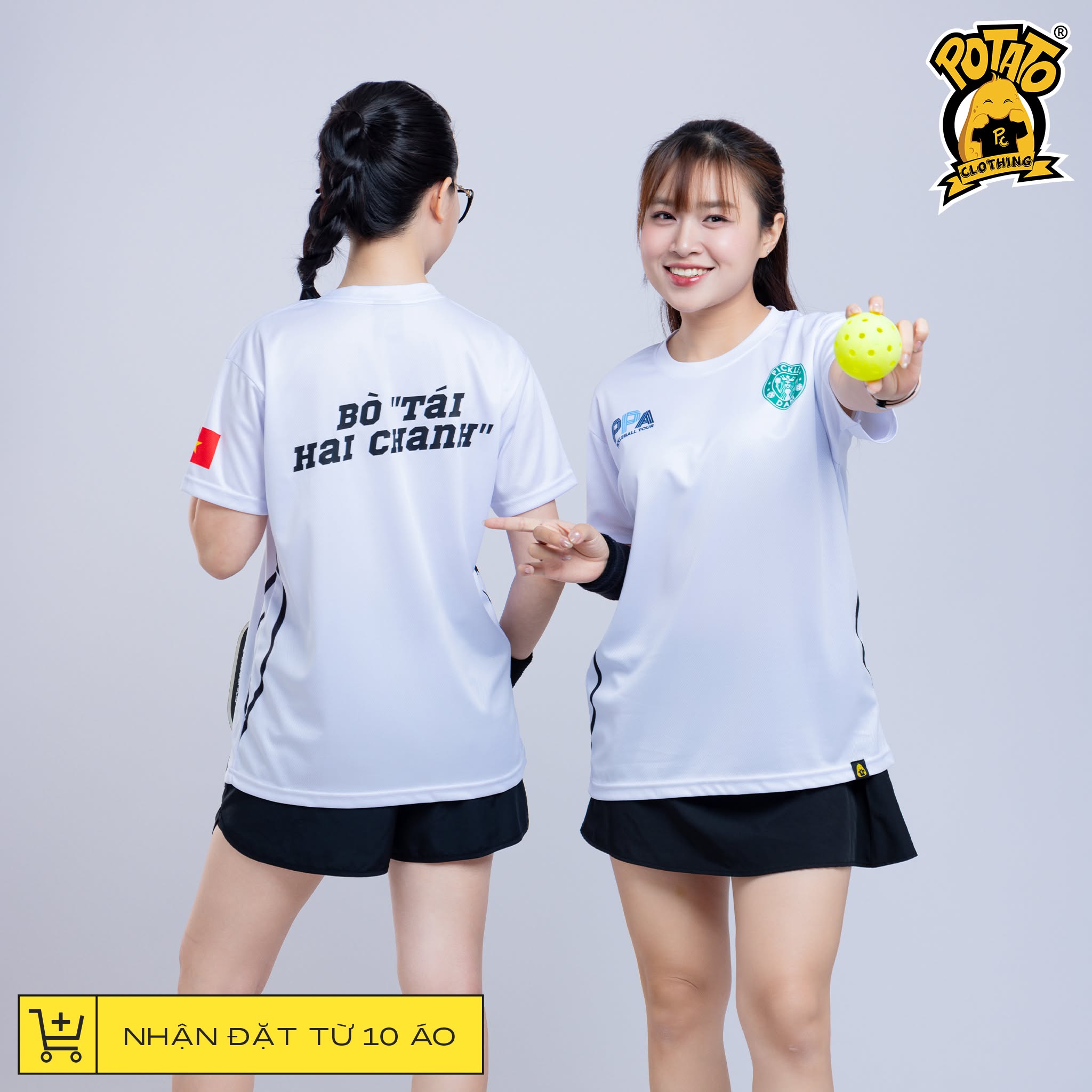 Mẫu áo thun Pickleball nữ màu Trắng 7