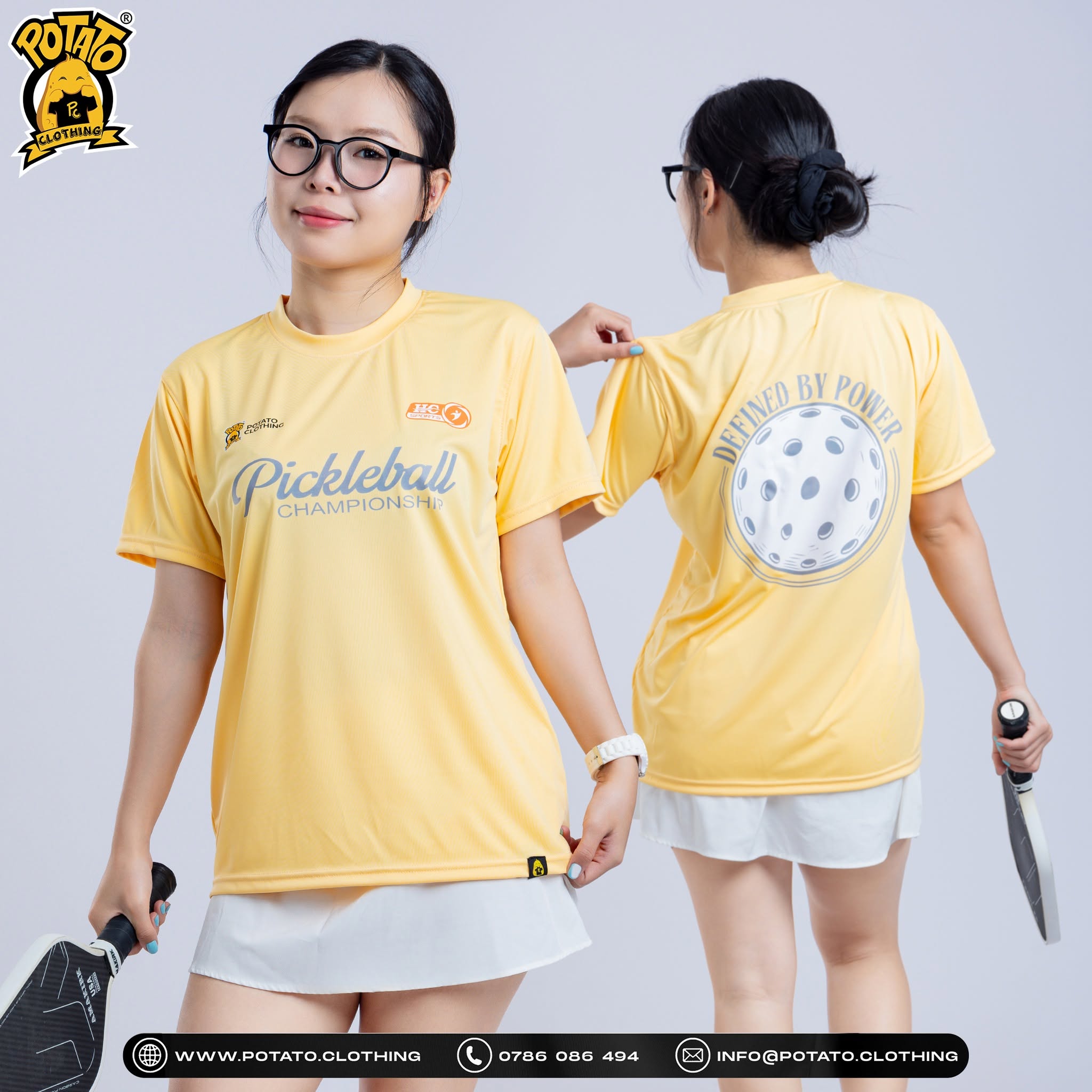 Mẫu áo thun Pickleball nữ màu Vàng 1