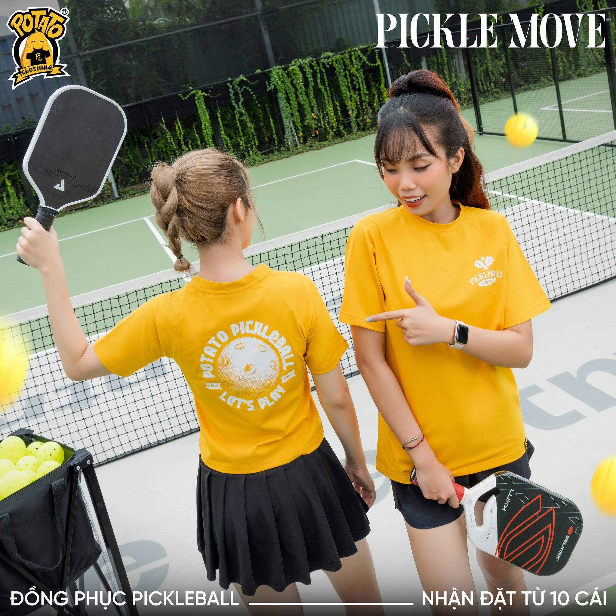 Mẫu áo thun Pickleball nữ màu Vàng 2