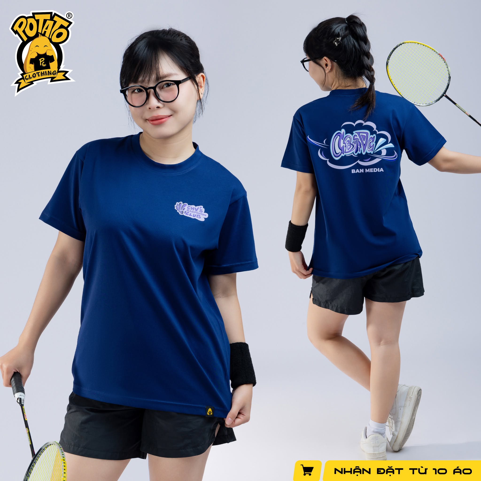 Mẫu áo thun Pickleball nữ màu Xanh dương 1