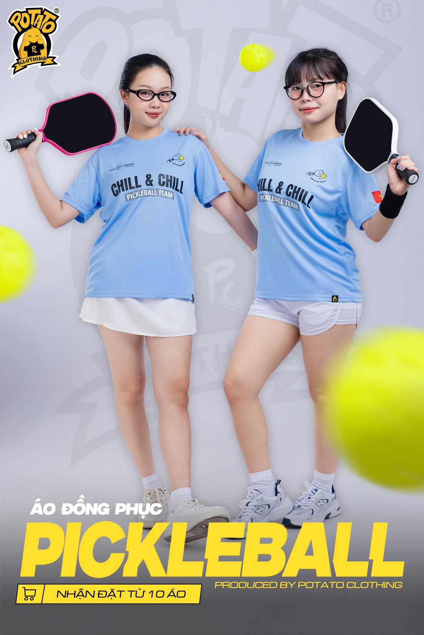 Mẫu áo thun Pickleball nữ màu Xanh dương 8