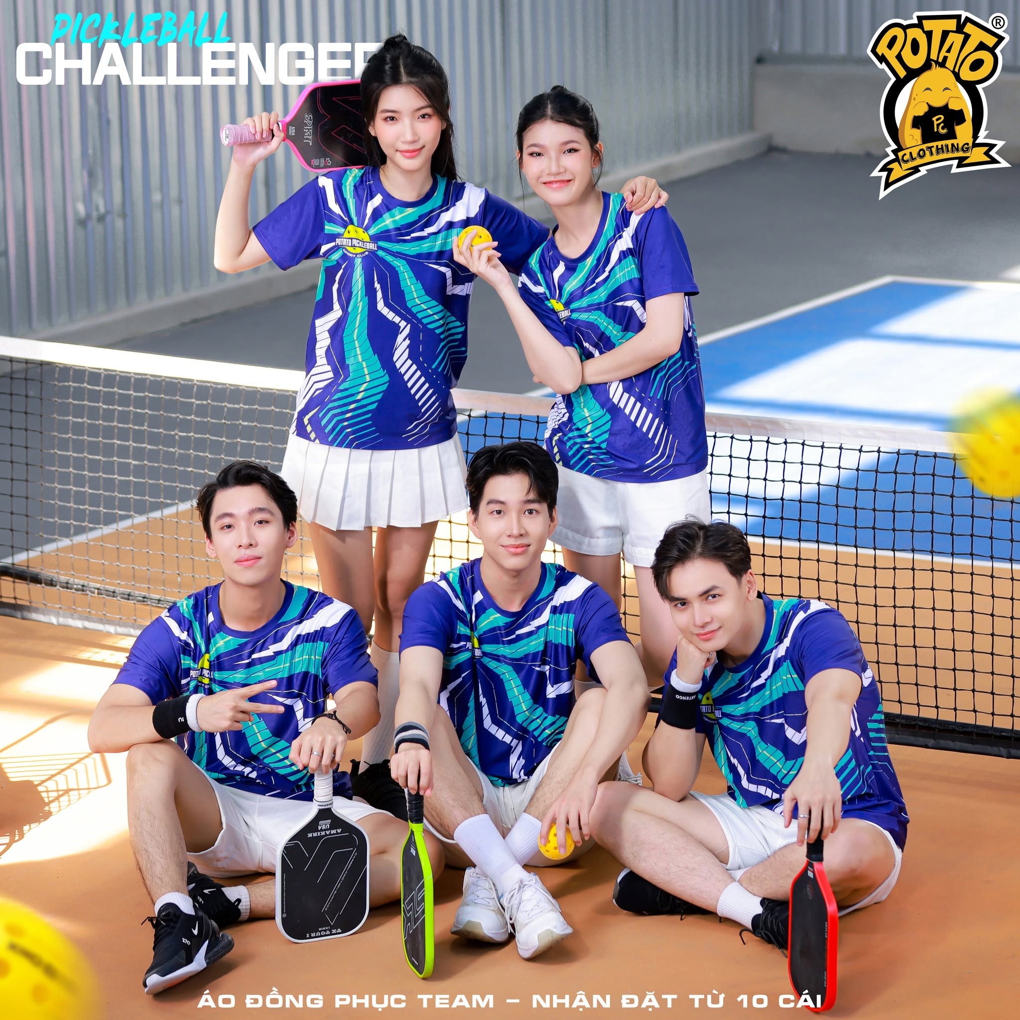 Mẫu áo thun Pickleball nữ màu Xanh dương 5