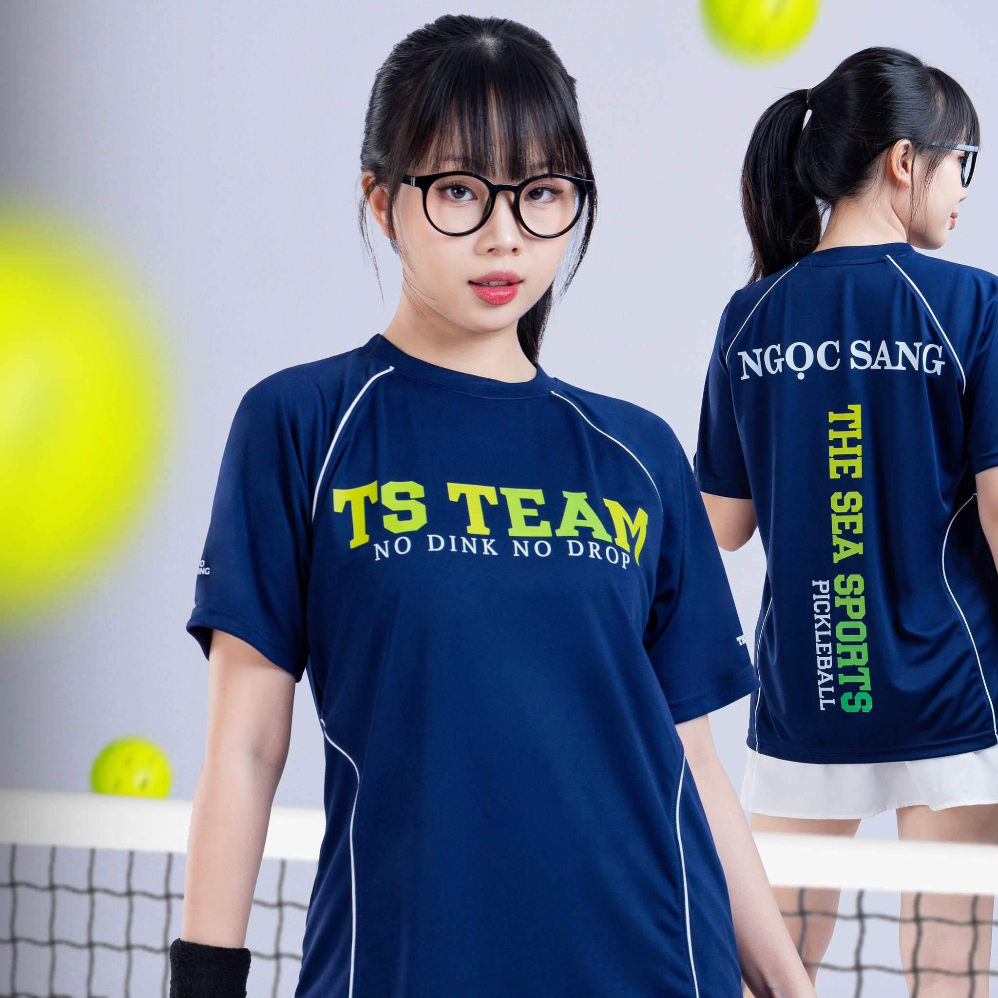 Mẫu áo thun Pickleball nữ màu Xanh dương 2