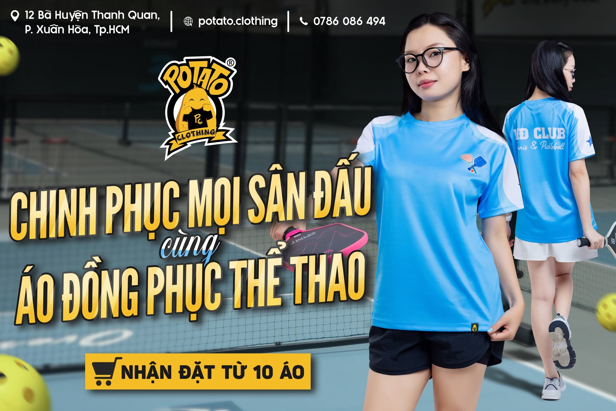 Mẫu áo thun Pickleball nữ màu Xanh dương 6