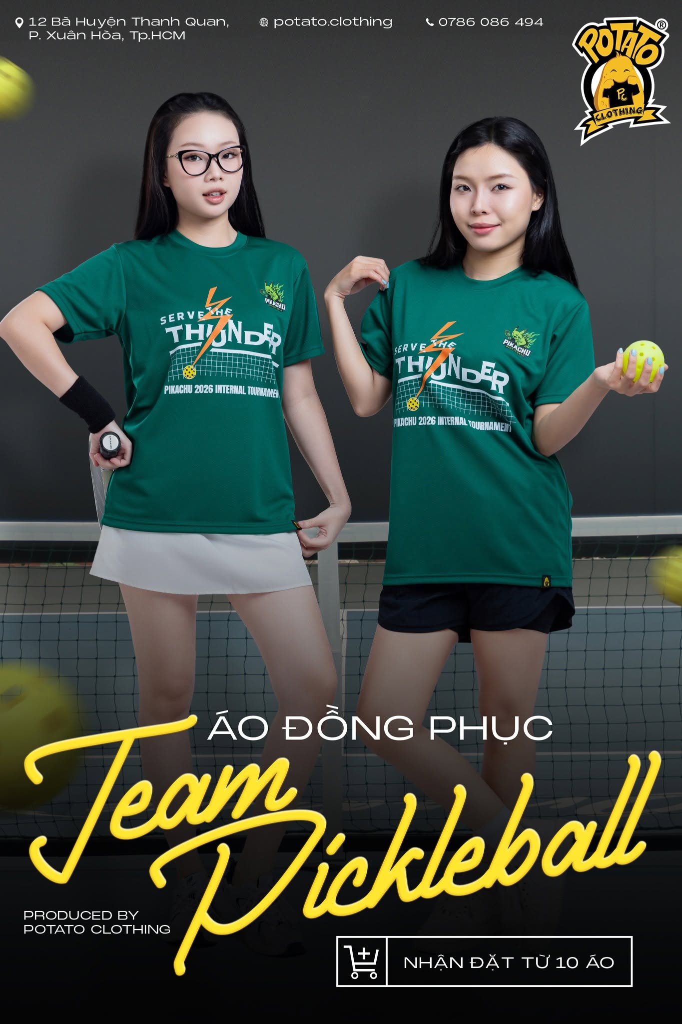 Mẫu áo thun Pickleball nữ màu Xanh lá đậm 2
