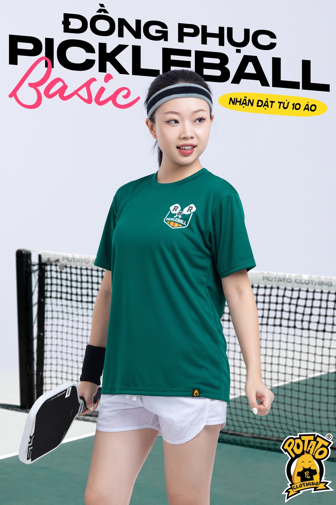 Mẫu áo thun Pickleball nữ màu Xanh lá đậm 3