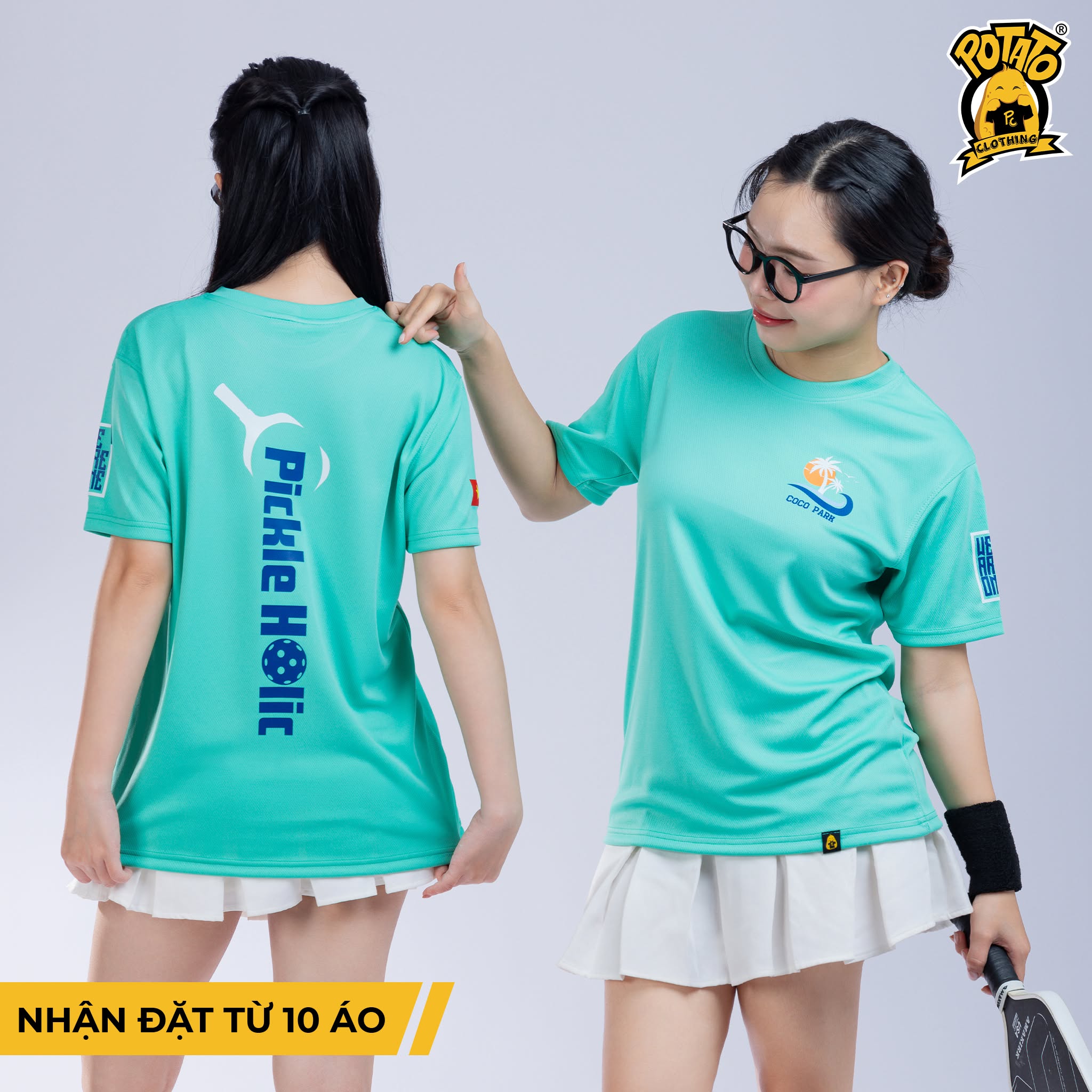 Mẫu áo thun Pickleball nữ màu Xanh lá đậm 5