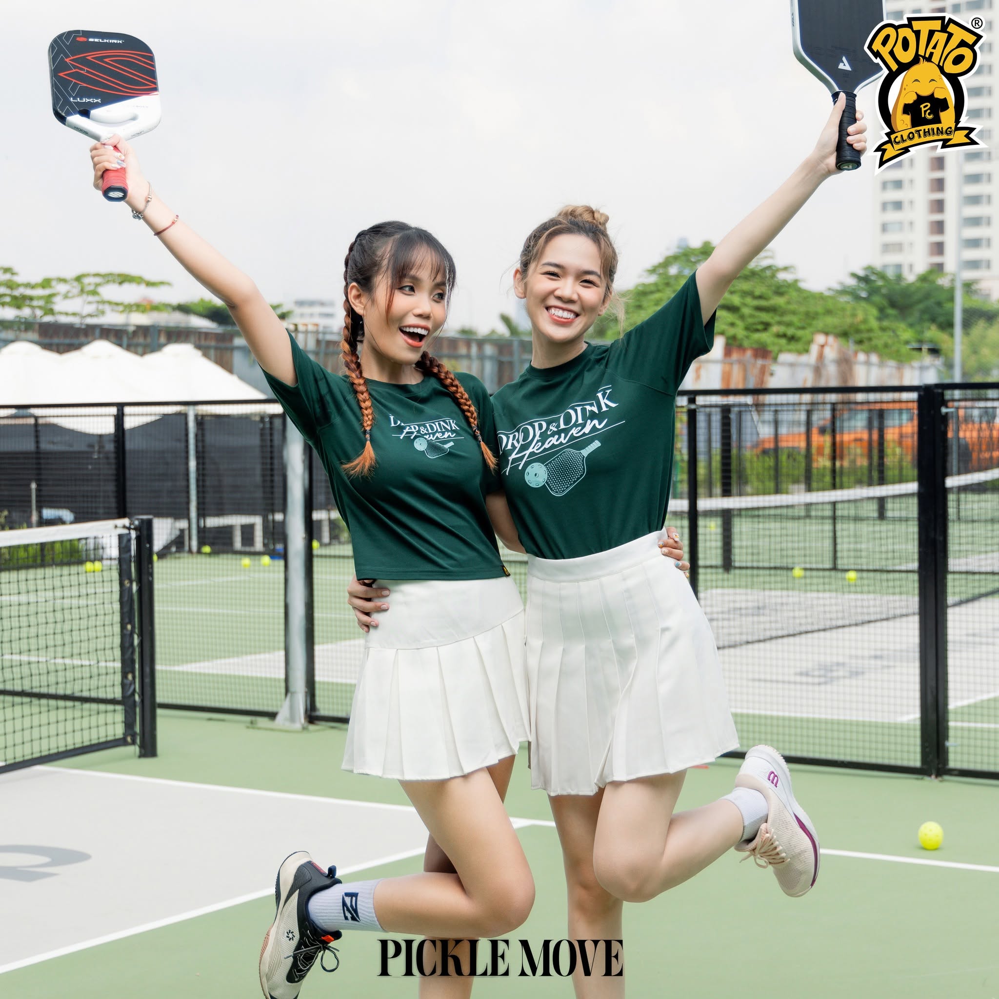 Mẫu áo thun Pickleball nữ màu Xanh lá đậm 4