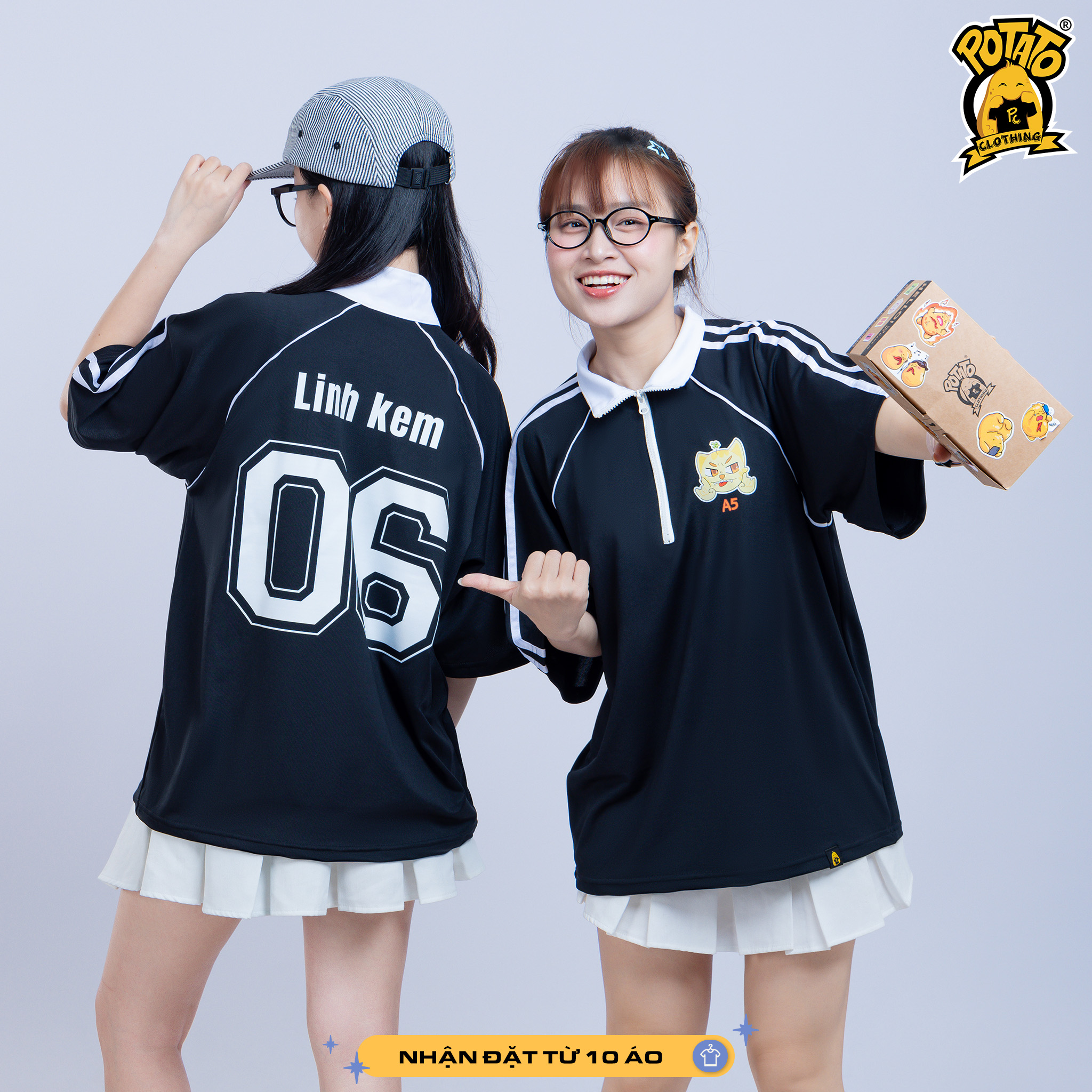 Áo lớp Zippy Polo màu đen cổ khóa kéo hiện đại cá tính
