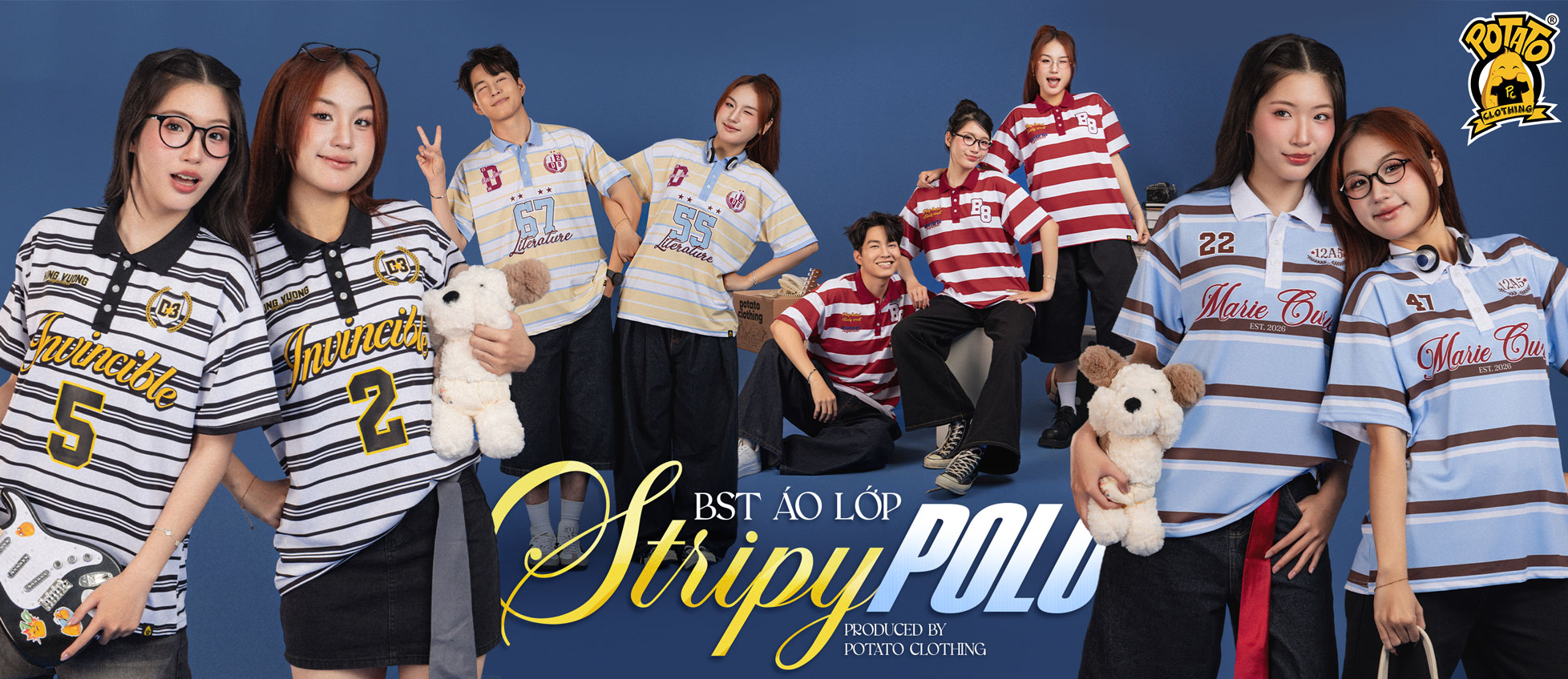 BST áo lớp Stripy Polo phối sọc cá tính tại Potato Clothing