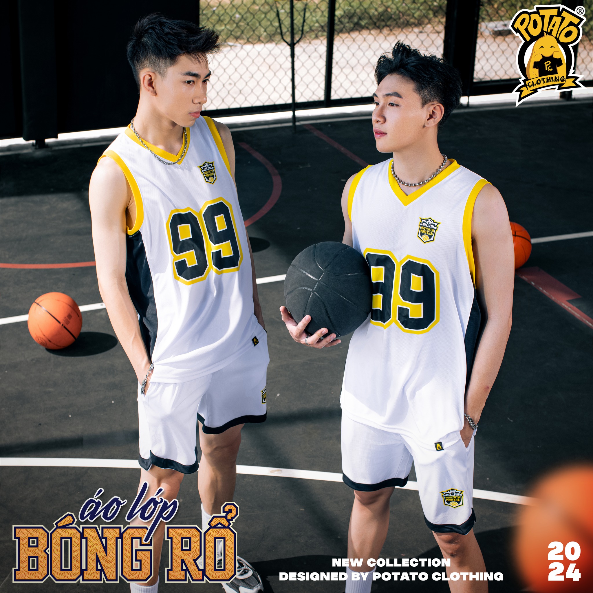 Đồng phục bóng rổ trắng Potato Clothing