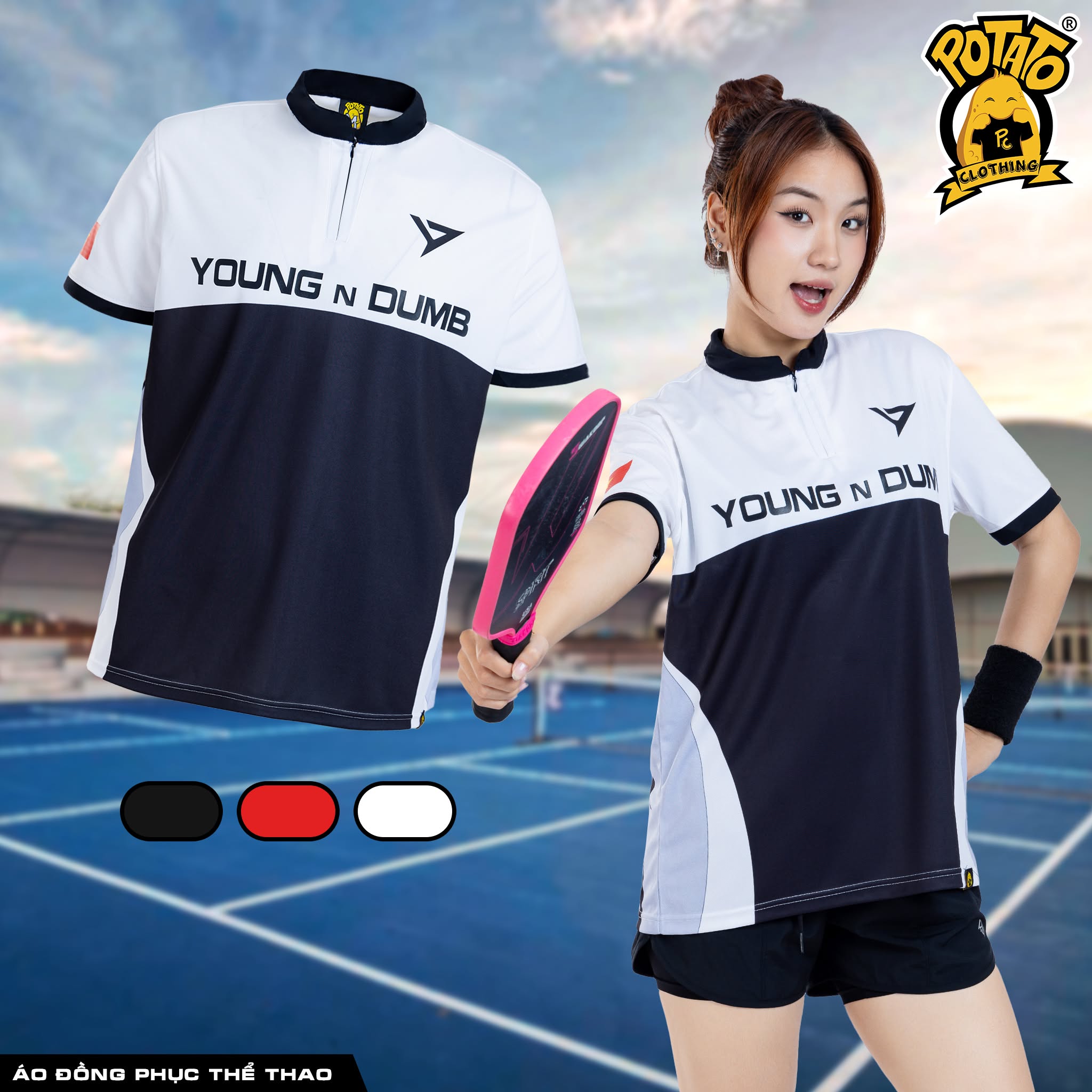 Đồng phục áo thun thể thao cổ trụ mẫu 3 tại Potato Clothing