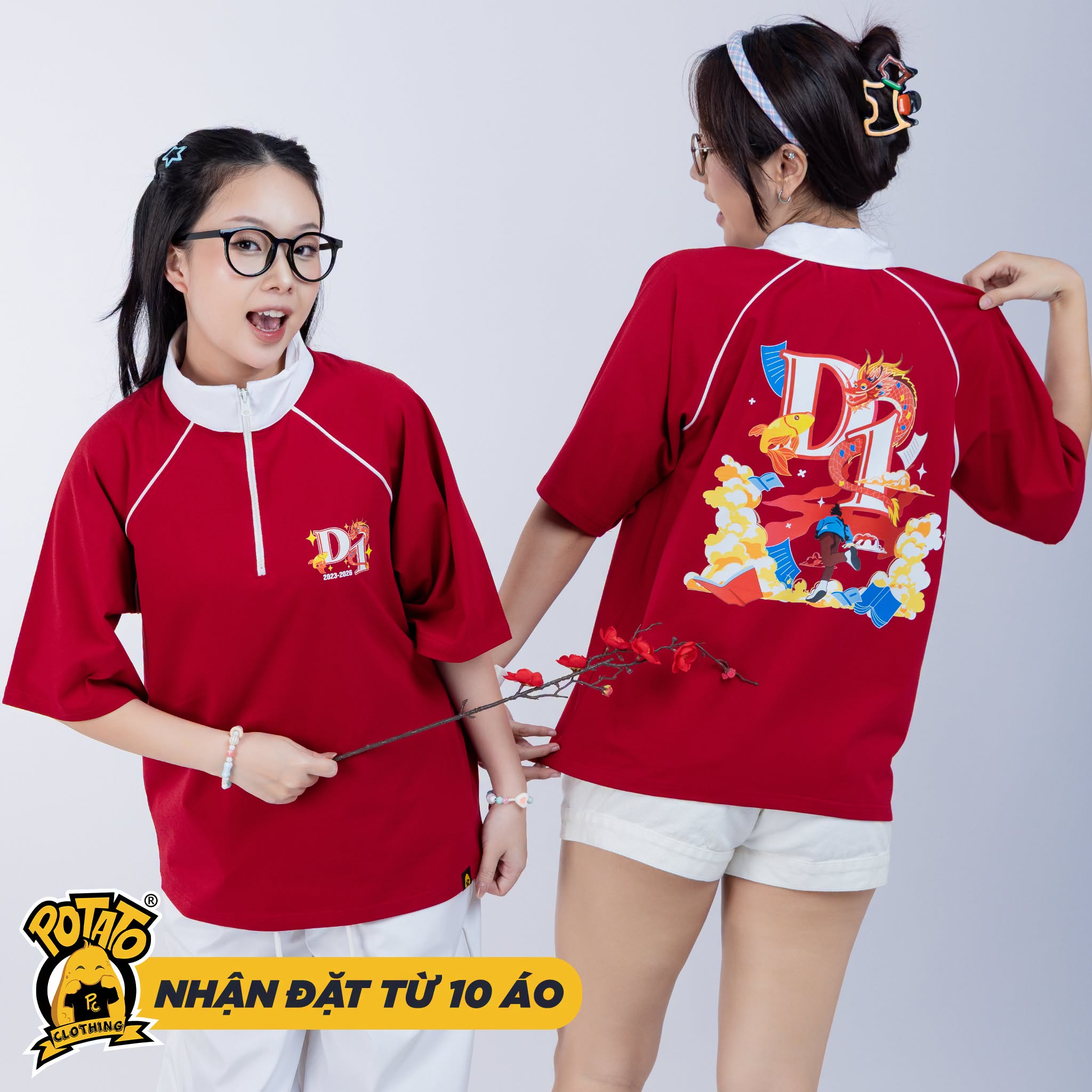 Áo lớp Zippy Polo kéo khóa lên, cổ cao cá tính